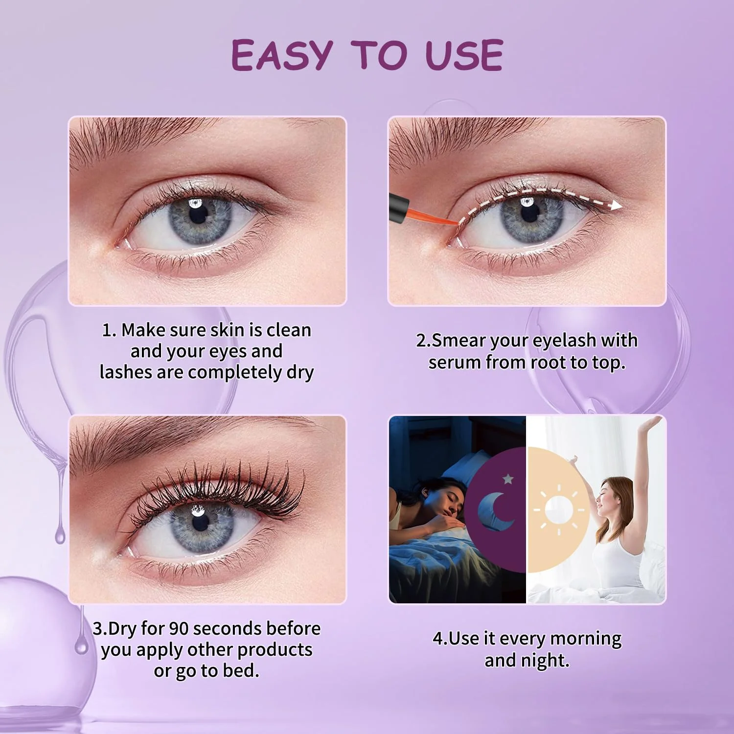 Eyelash Growth Serum Volumizing Lash Serum For Eyelash Growth Longer & Thicker Lash Enhancing serum With Natural Formula Vegan & Cruelty-Free (5mL) - Image 4