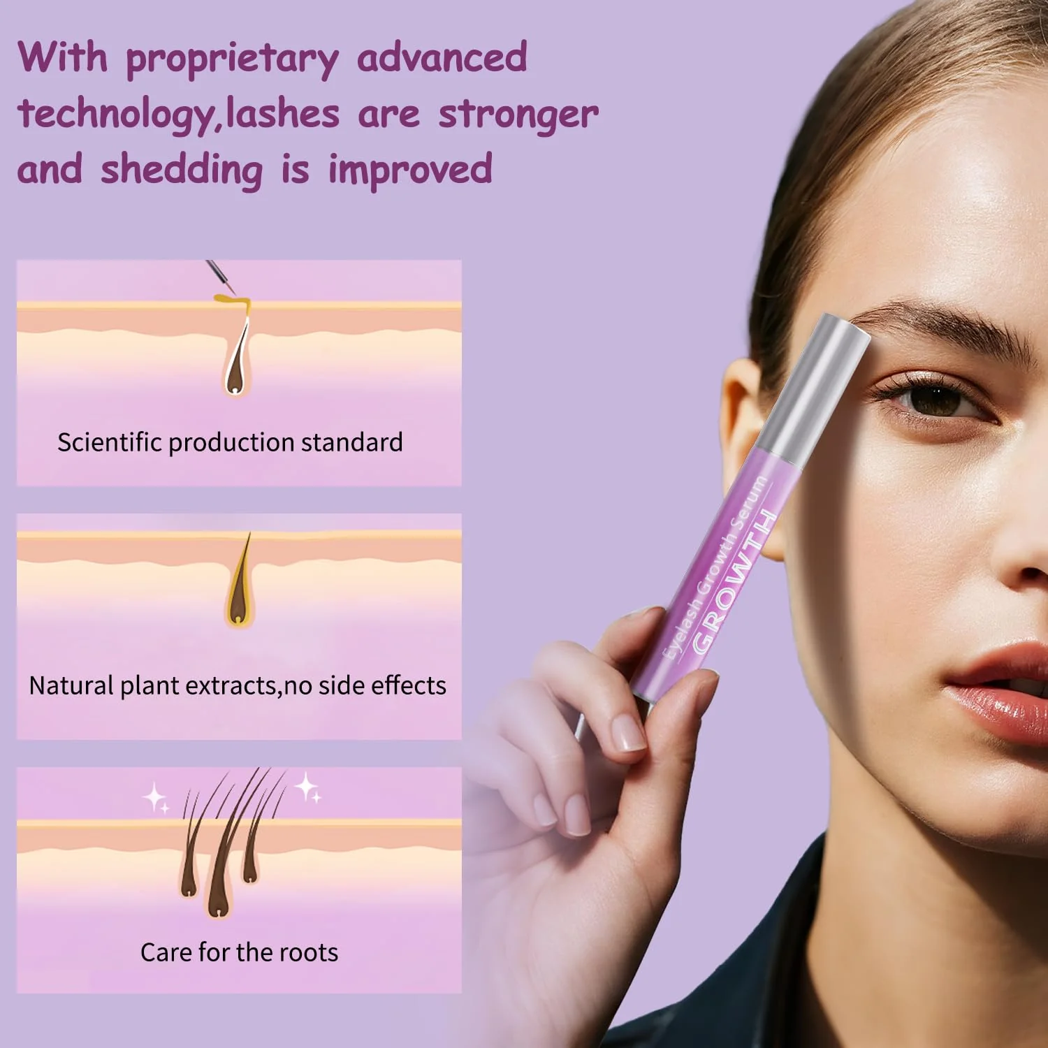 Eyelash Growth Serum with Natural Formula Advanced Lash Enhancing Serum for Longer,Thicker,Fuller Looking Lashes Gentle & Vegan for Eyelash Growth 0.17 Fl Oz (5mL) - Image 2