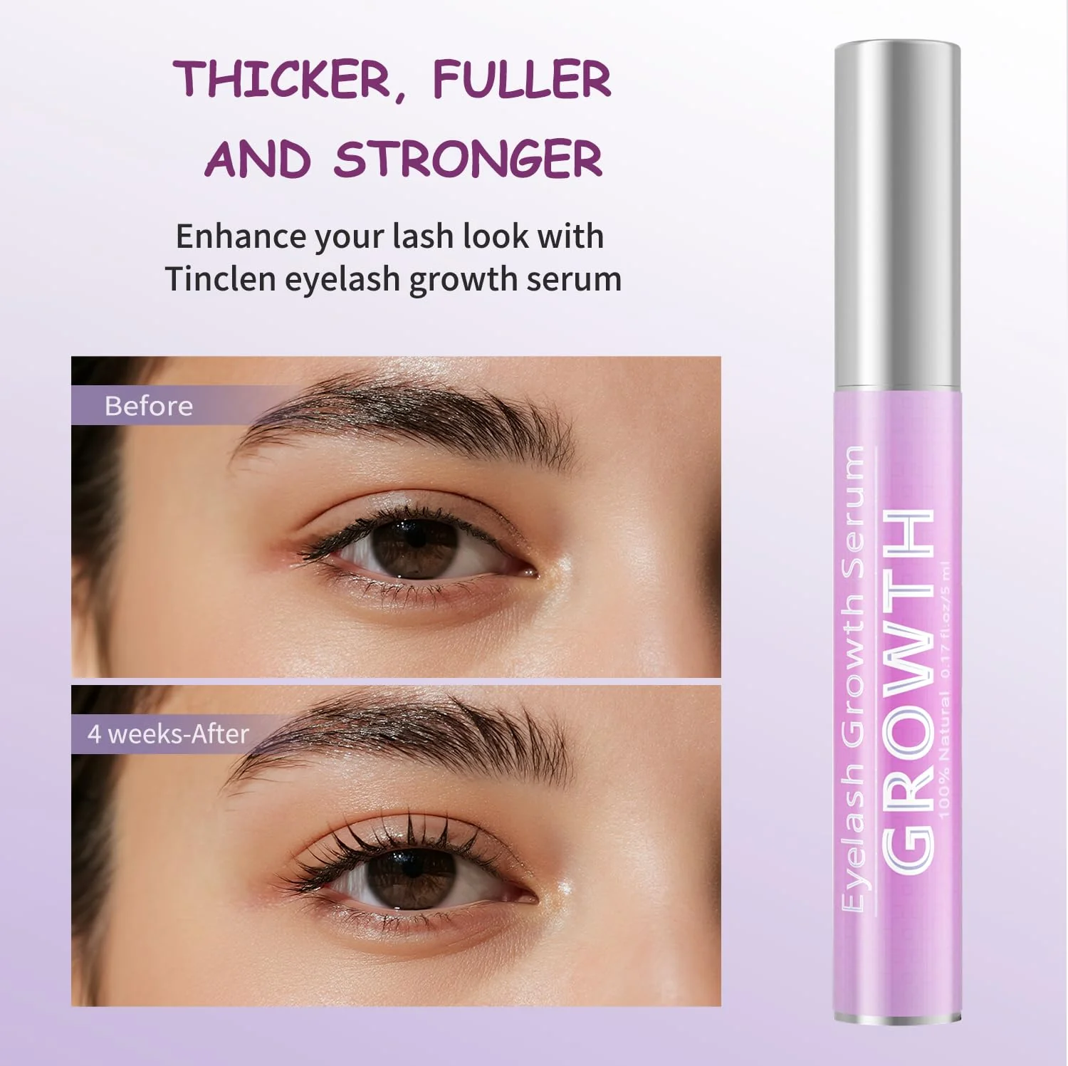 Eyelash Growth Serum with Natural Formula Advanced Lash Enhancing Serum for Longer,Thicker,Fuller Looking Lashes Gentle & Vegan for Eyelash Growth 0.17 Fl Oz (5mL) - Image 7