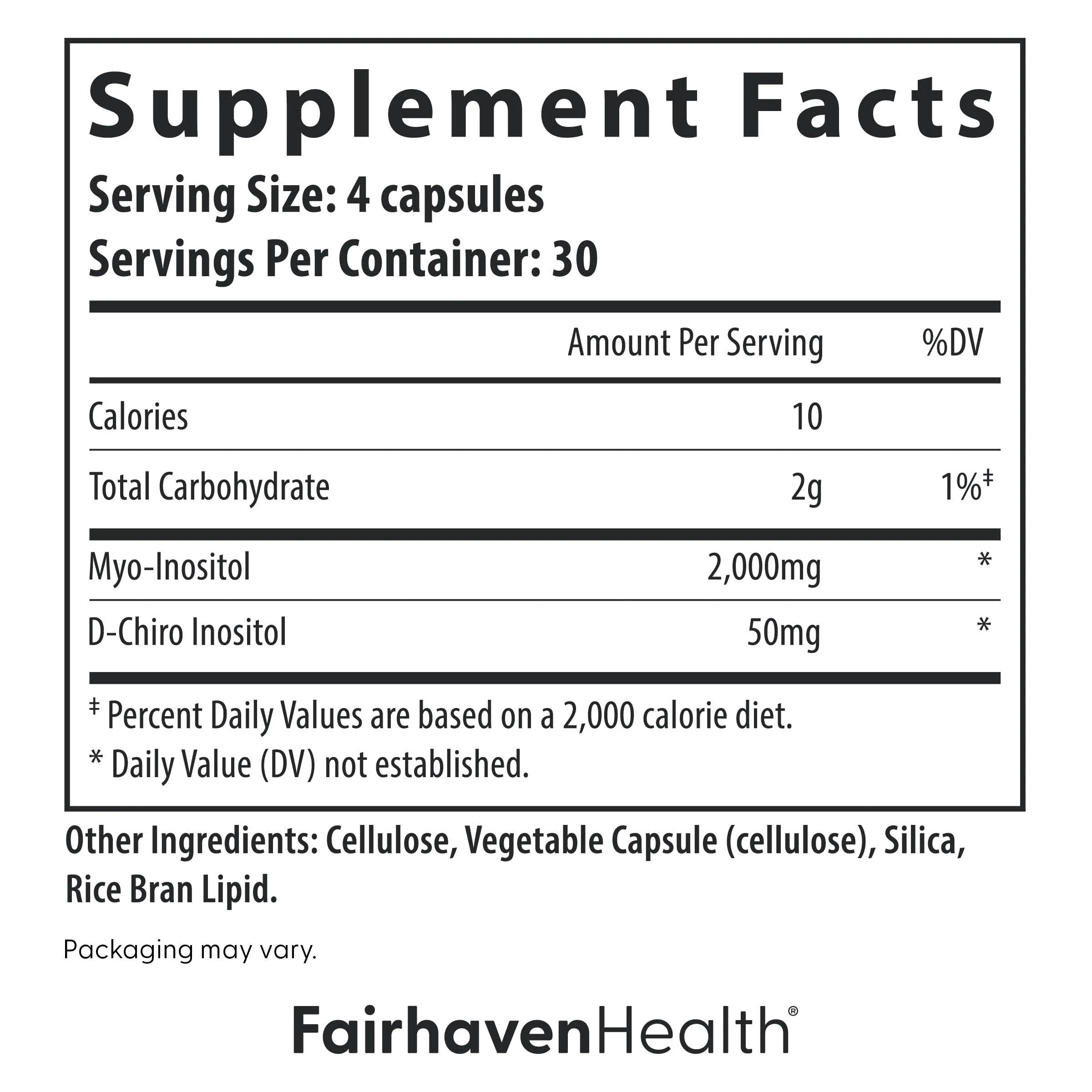 Fairhaven Health Myo-Inositol and D-Chiro Inositol Supplement for Women | 40:1 Ratio | Female Fertility Supplement for Women and Hormone Balance* | Vegan | 120 Myo & D-Chiro Inositol Capsules - Image 6