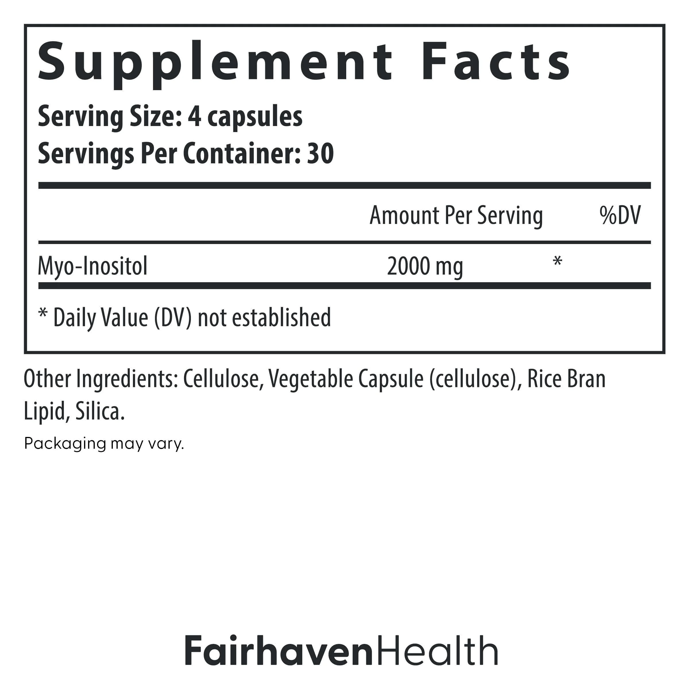 Fairhaven Health Myo-Inositol Supplement for Women and Men | Vitamin B8 2000mg | Vegan Inositol Powder Capsules | Gluten, Dairy and Soy Free | 120 Inositol Capsules - Image 7