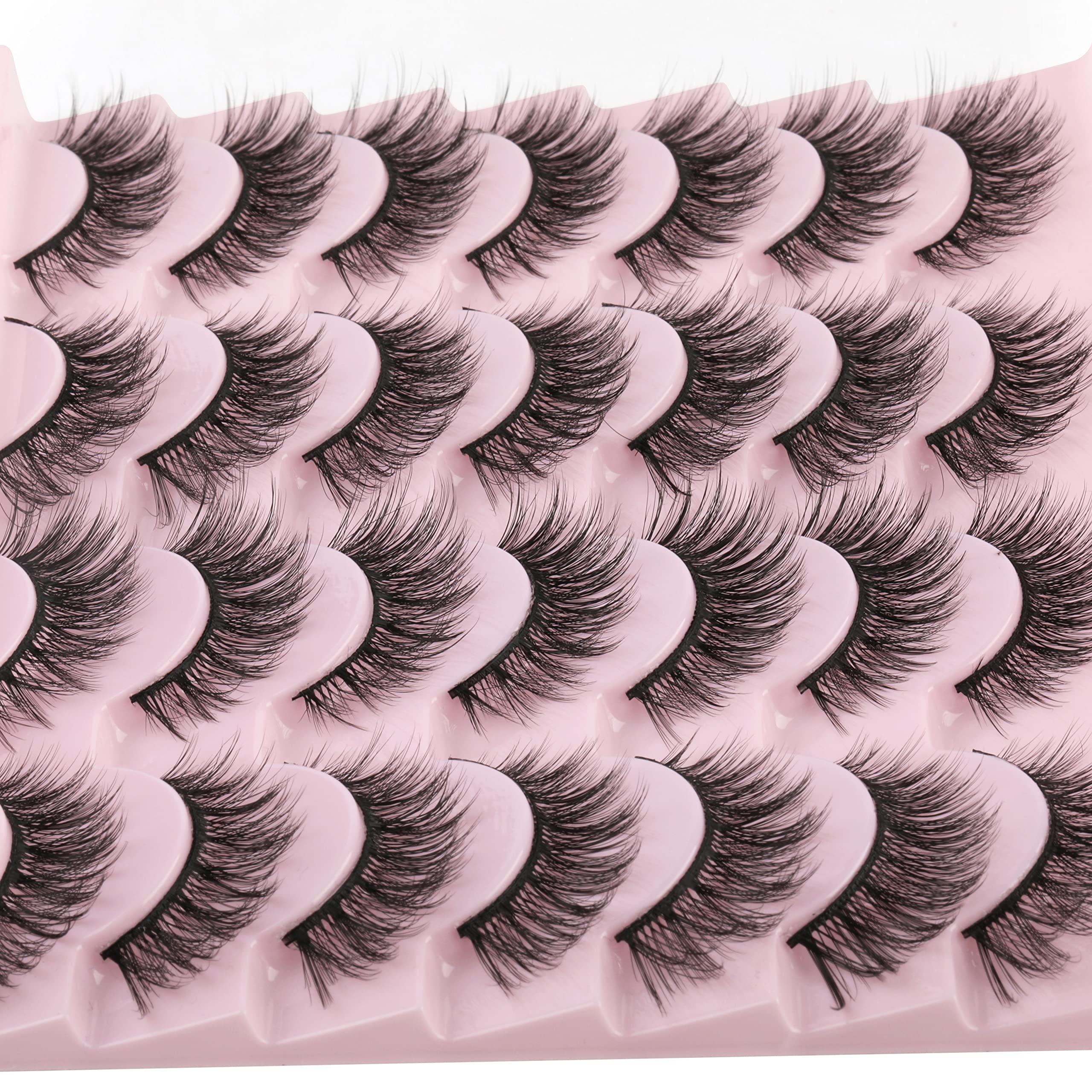 False Eyelashes 14mm Faux 3D Mink Lashes Natural Look Cat Eye Wispy Lashes Pack by Kiromiro, 14 Pairs - Image 3