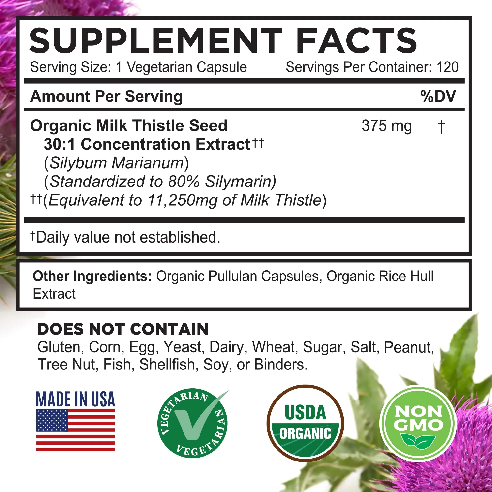 FarmHaven USDA Organic Milk Thistle Capsules |30X Concentrated Seed Extract & 80% Silymarin Standardized - Supports Liver Function and Overall Health | Non-GMO | 120 Veggie Capsules - Image 3