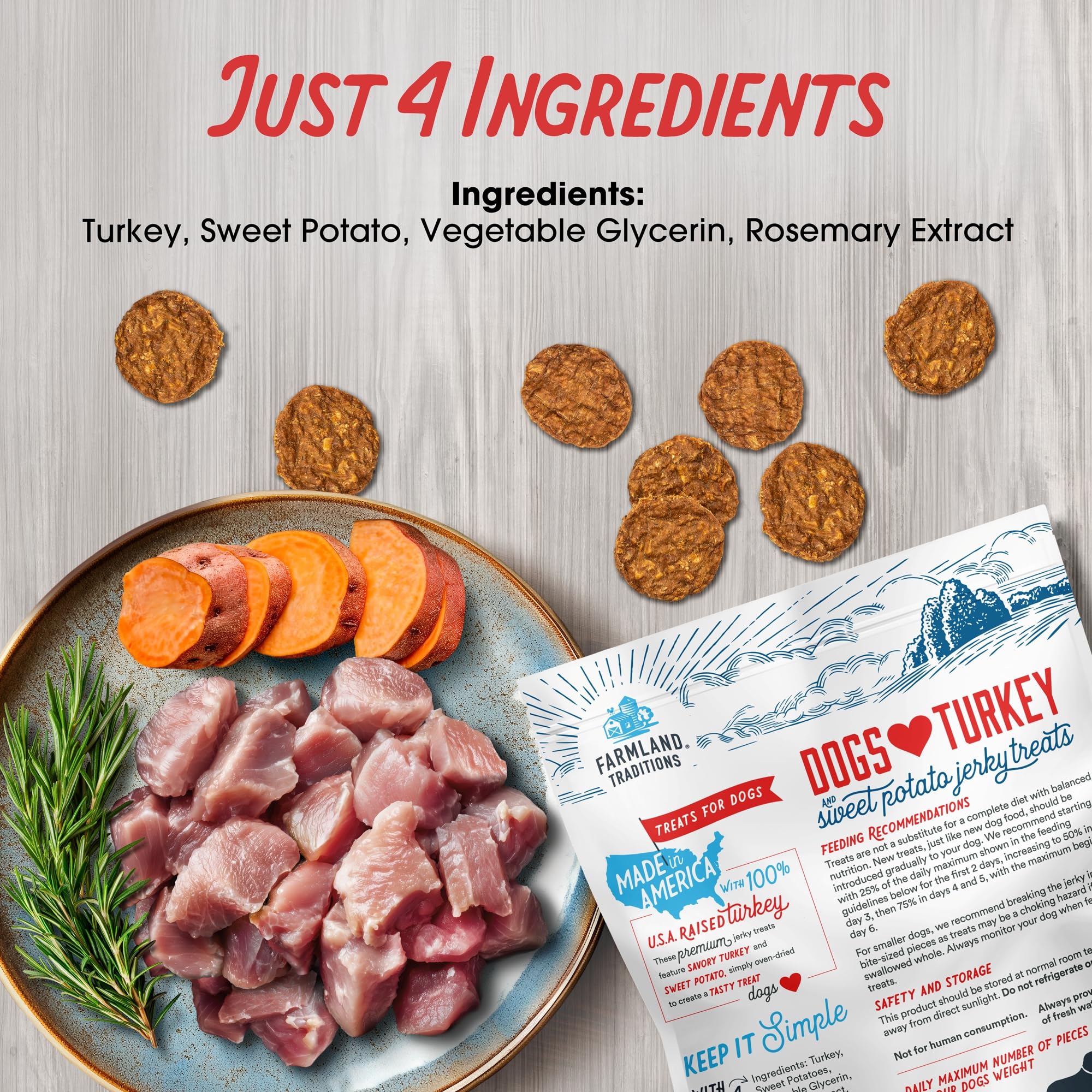 Farmland Traditions Filler Free Dogs Love Turkey & Sweet Potato Premium Jerky Treats for Dogs, 6 oz. Bag - Image 7