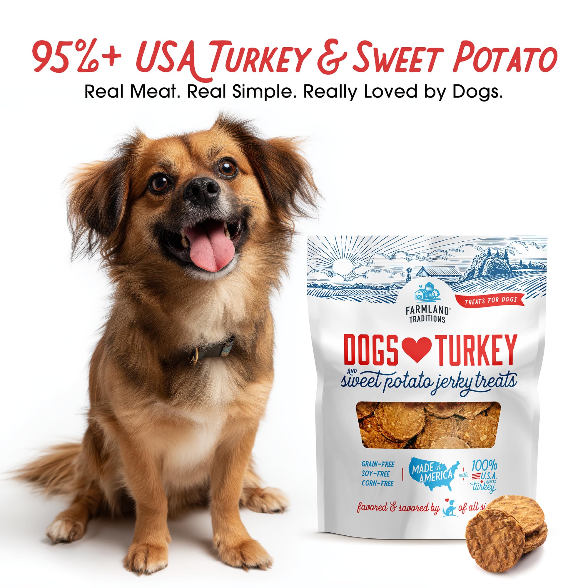 Farmland Traditions Filler Free Dogs Love Turkey & Sweet Potato Premium Jerky Treats for Dogs, 6 oz. Bag - Image 8