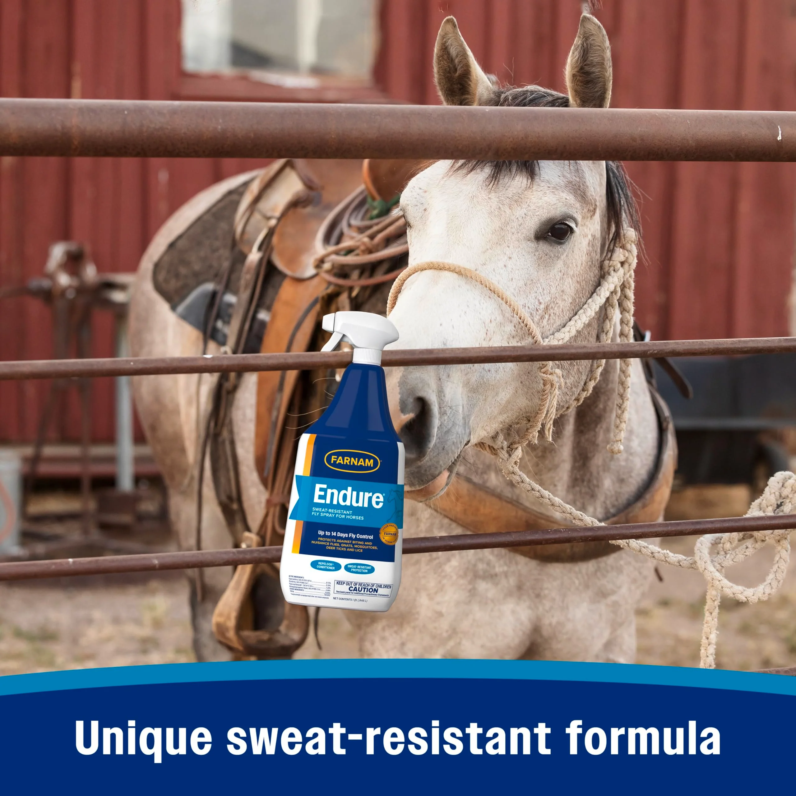Farnam Endure Sweat-Resistant Fly Spray for Horses, Lasts Up to 14 Days, Protects Against Flies, Gnats, Mosquitoes, Ticks & Lice, 32 oz. - Image 5