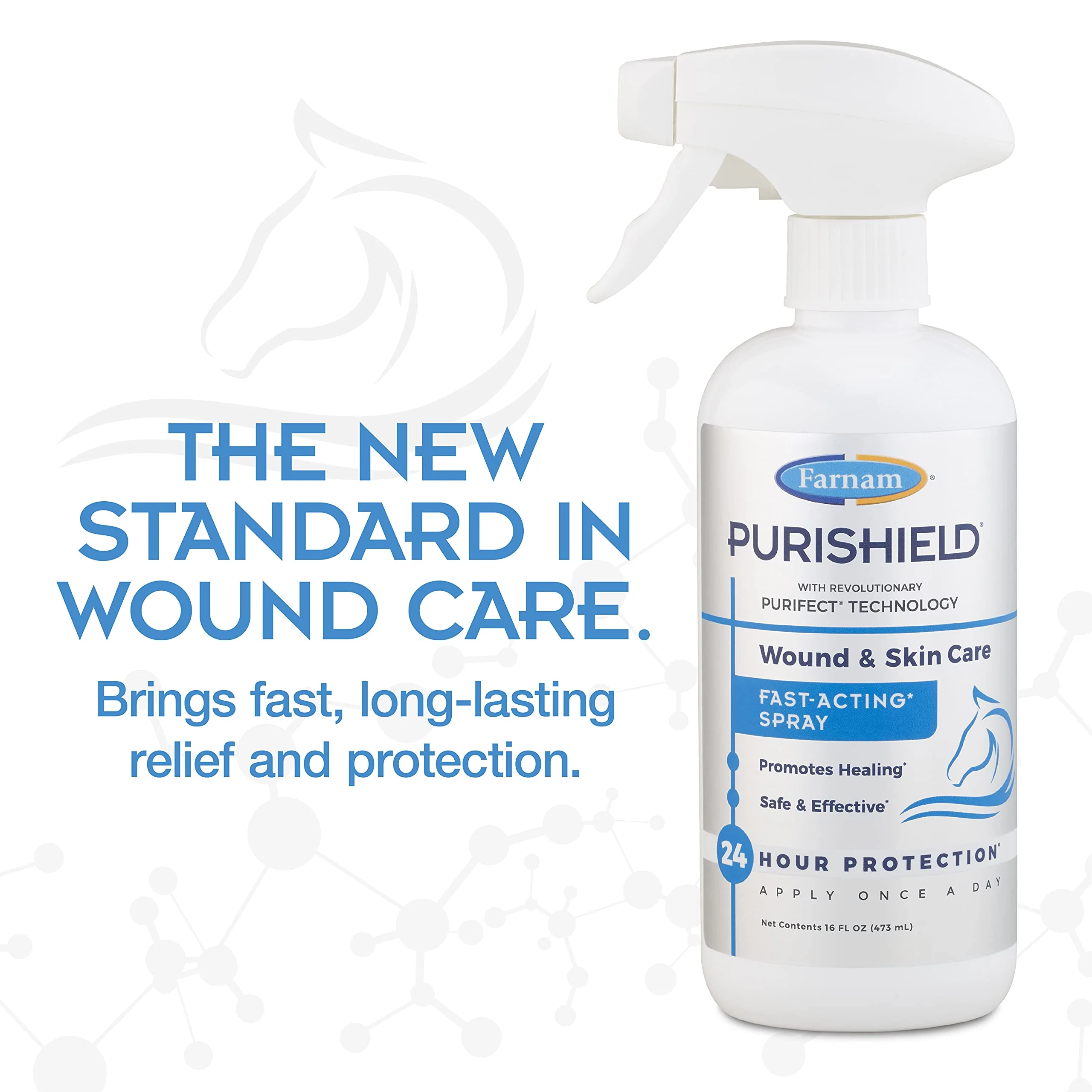 Farnam Purishield Wound & Skin Fast Acting Spray, All-purpose cleaner with 24 hour protection promotes healing and skin repair for horses, dogs, cats and livestock, 16 Ounces - Image 4