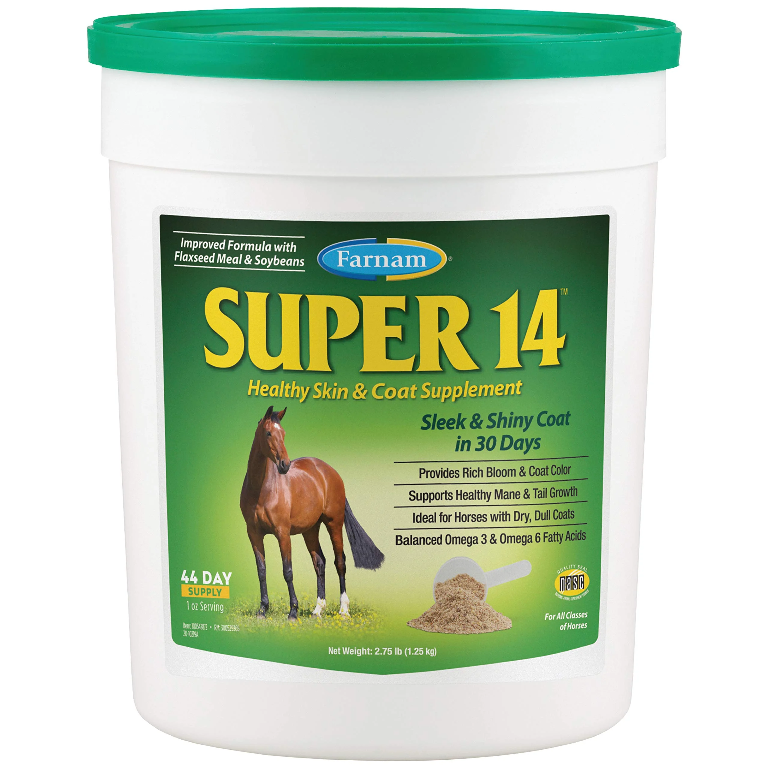 Farnam Super 14 Healthy Skin & Coat Supplement for Horses, Keeps Coats Shiny & Gleaming Year-Round 2.75 Pound, 44 Day Supply - Image 2