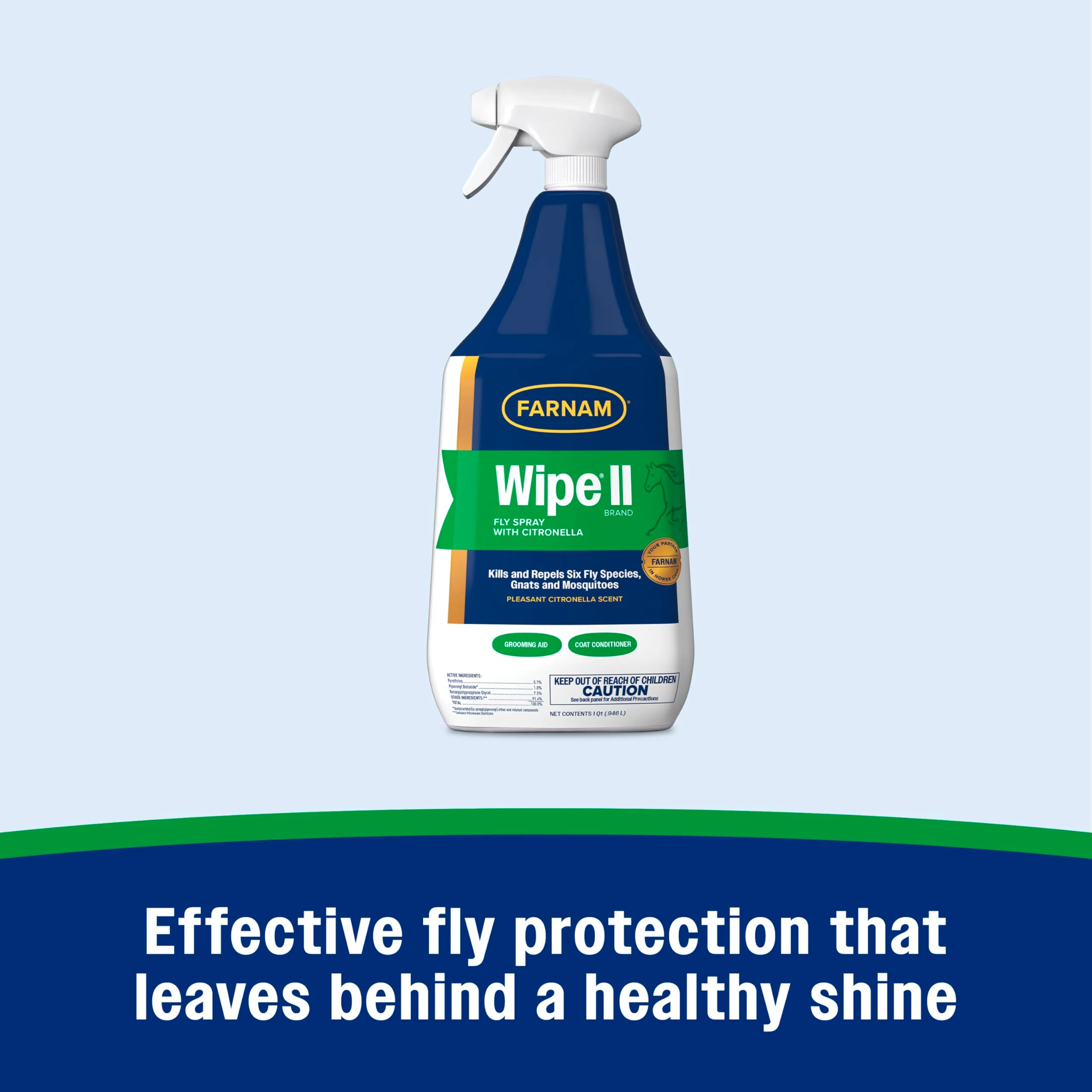 Farnam Wipe II Brand Horse Fly Spray with Citronella, Kills and Repels Flies, Conditions Coats, 32 oz - Image 10