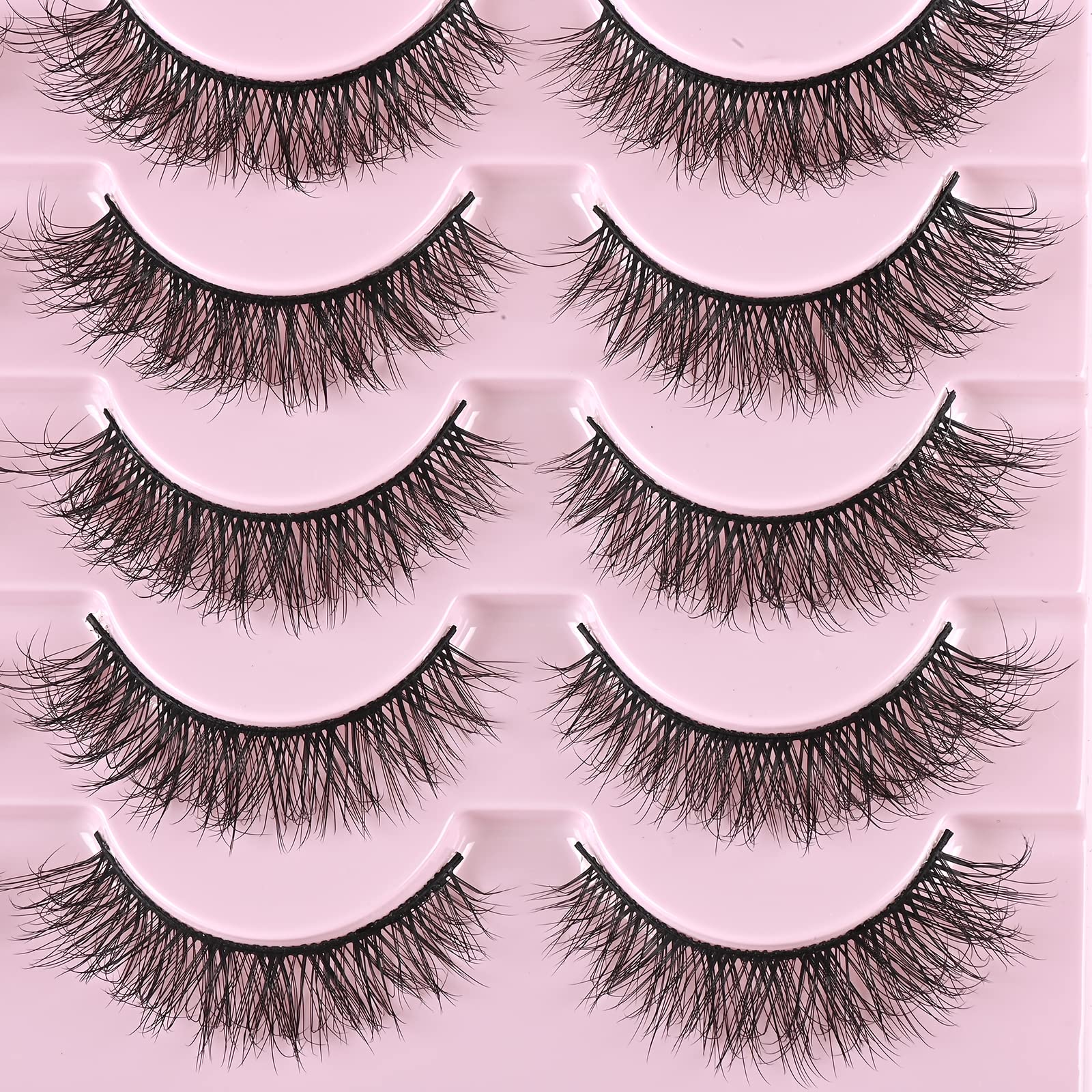 FARRED Natural Lashes Short Eyelashes Wispy False Mink Lash Pack 14 Pair Natural Look Fluffy Cat Eye Strip Eyelash Small Fake Lashes Full Pestañas Sets for MUA and Beginners Daily Makeup (F1 | 8-14mm) - Image 6