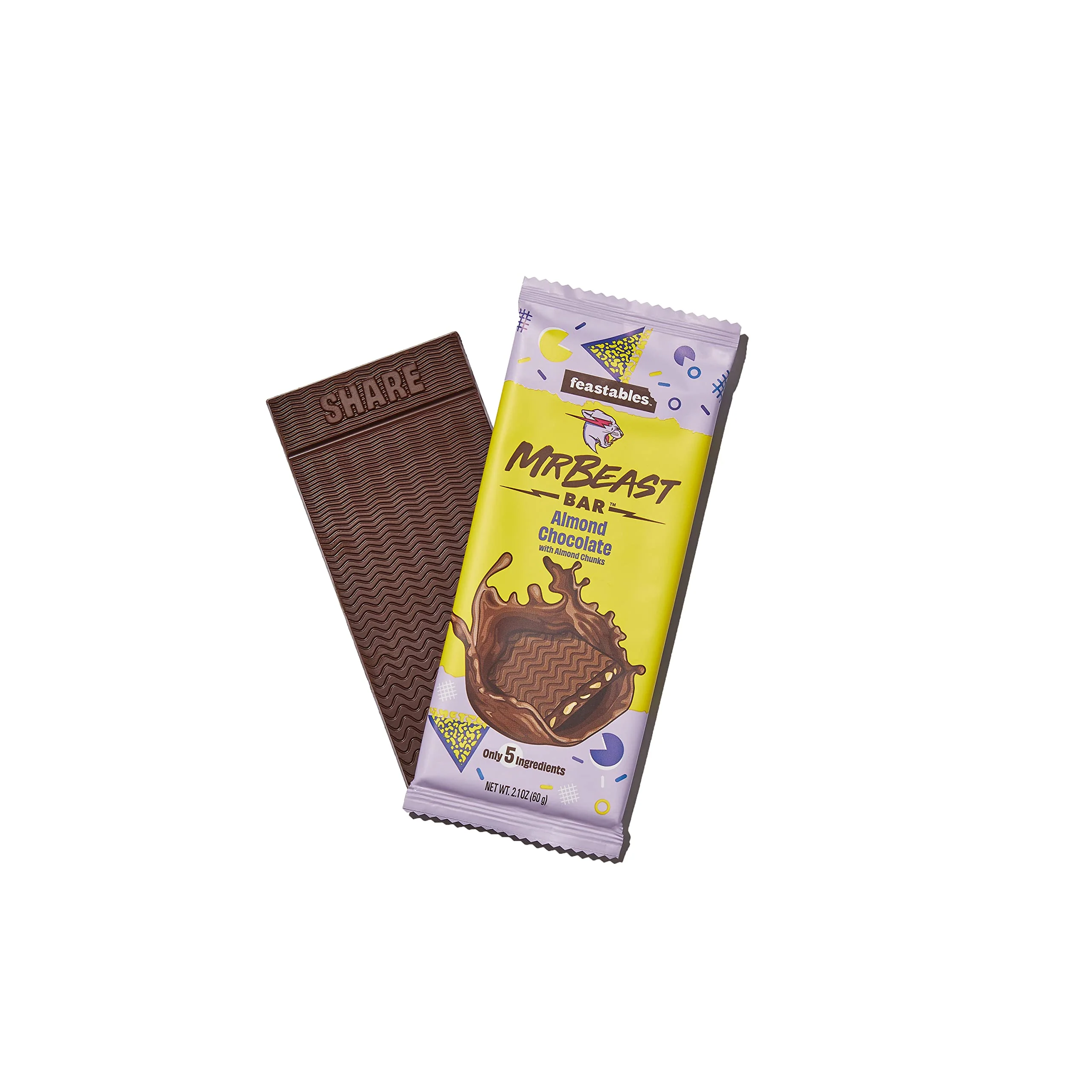 Feastables Almond Chocolate Bars - Made with Organic Cocoa. Plant Based with Only 5 Ingredients, 10 Count - Image 2