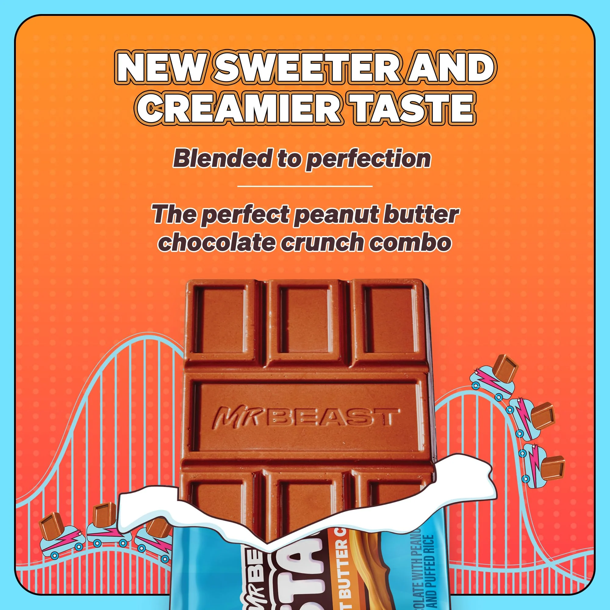 Feastables MrBeast Peanut Butter Milk Chocolate Crunch Chocolate Bar, Full Size Bar for Adults & Kids, Candy Bars, Snacks, Gifts, Dessert, Fairtrade Cocoa, 1.24 Oz Ea, 24 Count - Image 4