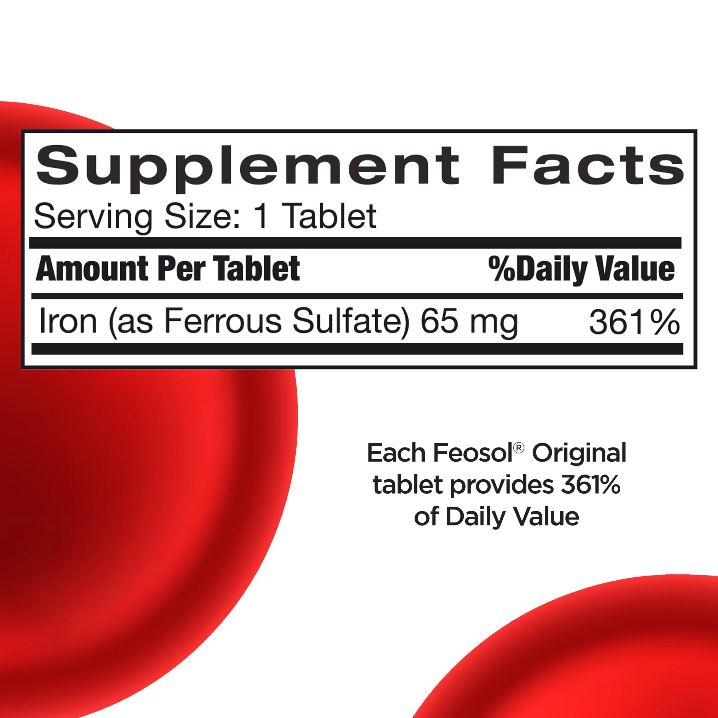 Feosol Original Iron Supplement Tablets, Non-heme, 65mg Iron per Pill, 1 Per Day, 120ct, 4 Month Supply, for Energy and Immune System Support, Made in USA - Image 15