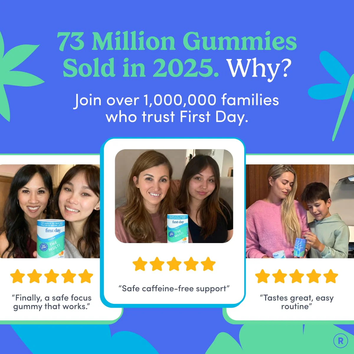 FIRST DAY Vitamins for Teens - Teen Multi Vitamins for Girls & Boys 12-17, Organic Fruit & Veggie Blend - 12 Key Nutrients: Vitamins A, B1, B2, B6, B9, B12, C, D3, E, K2-30 Day Supply - Image 2