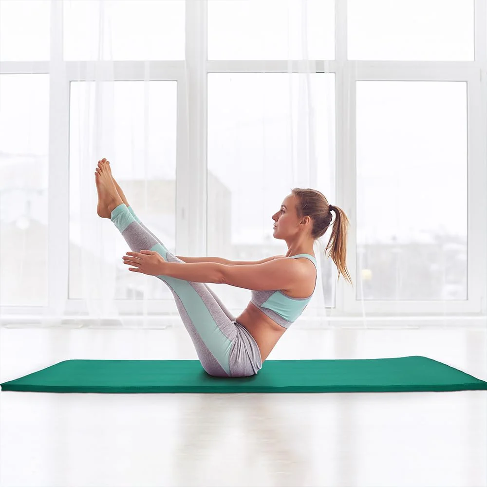 Fitvids 1/2-Inch Thick High Density Foam Exercise Yoga Mat with Carrying Strap, For Cushioning The Body Against Hard Floors, Green - Image 3