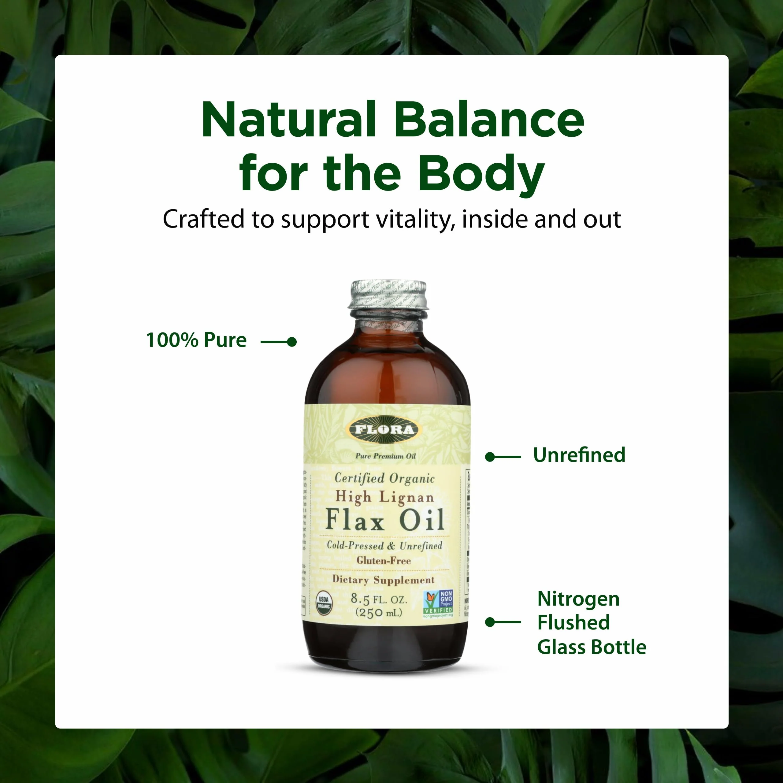 Flora - High Lignan Flax Oil - Provides Benefits of Essential Fatty Acids (EFAs) with Lignans - Contains Omega-3, 6 & 9 - Organic, Non-GMO & Gluten-Free - Keep Chilled - 8.5 fl. oz. Glass Bottle - Image 5