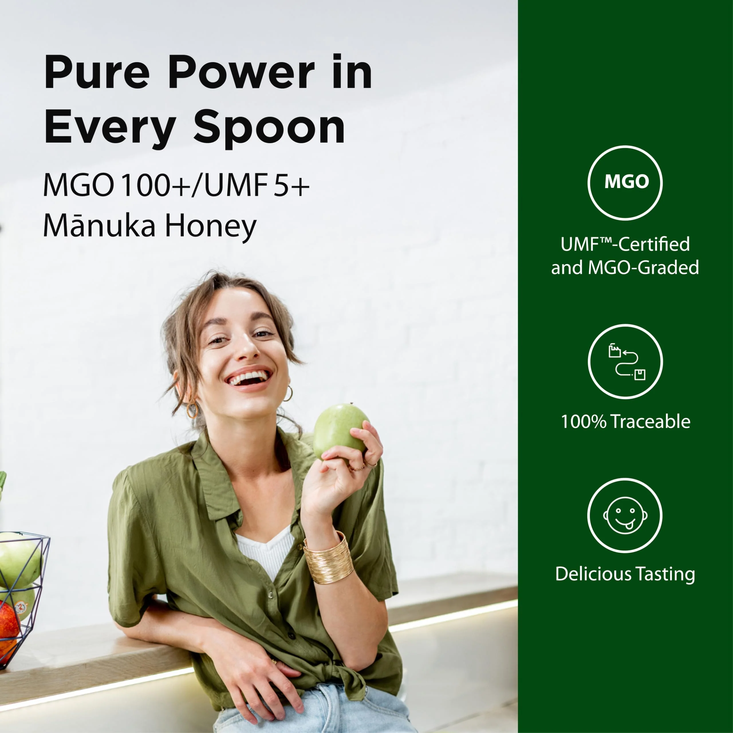 Flora - M?nuka Honey MGO 100+/5+ UMF, New Zealand Honey, 100% Traceable MGO,Natural Healing, Sore Throat Relief, Aids Digestion, 8.8-oz. Jar - Image 6