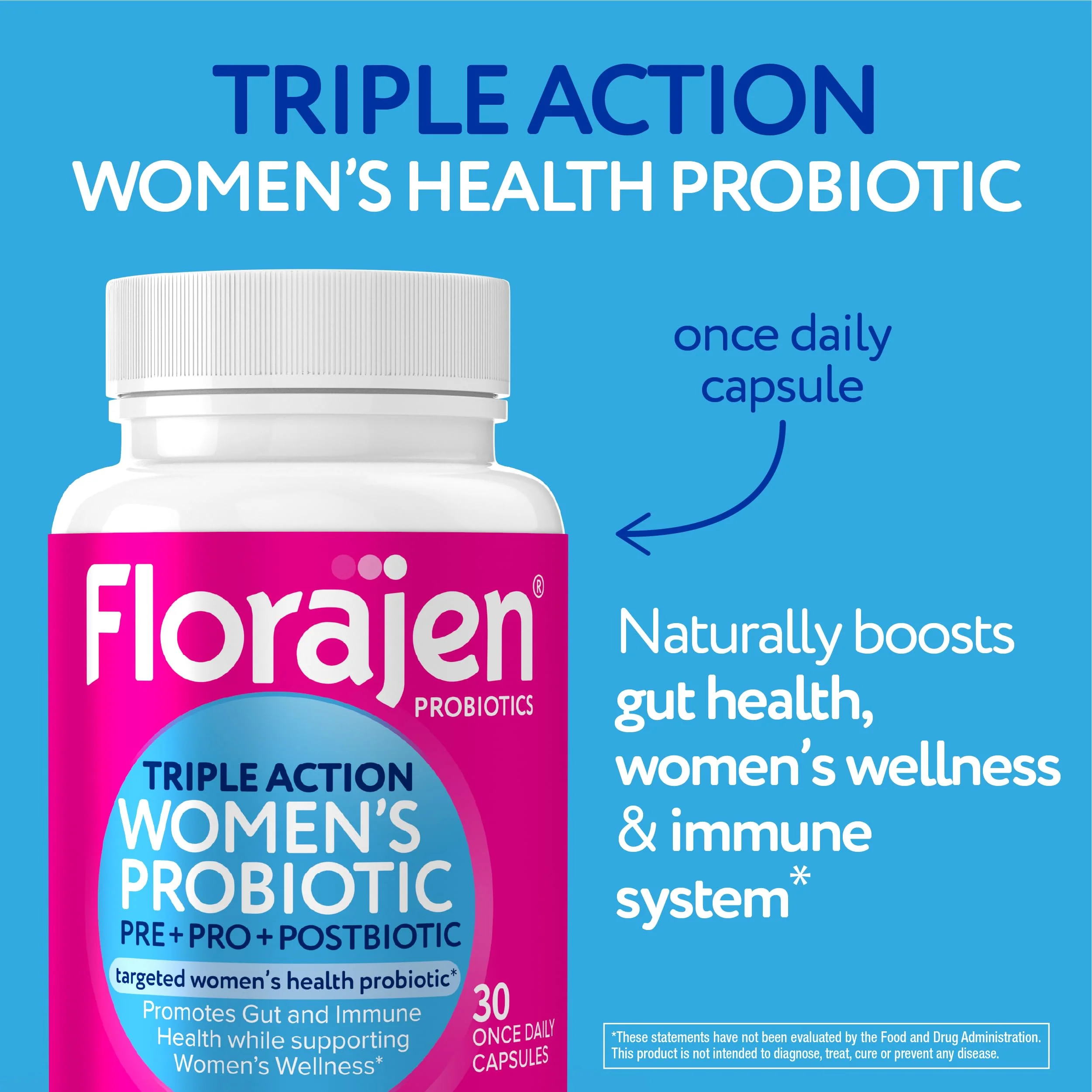 Florajen Women's Complete Triple-Action Prebiotic + Probiotic + Postbiotic for Digestive & Immune Support - Fast-Acting Relief from Constipation & Bloating - Gluten-Free - Vegan - Non-GMO - 30-Count - Image 3