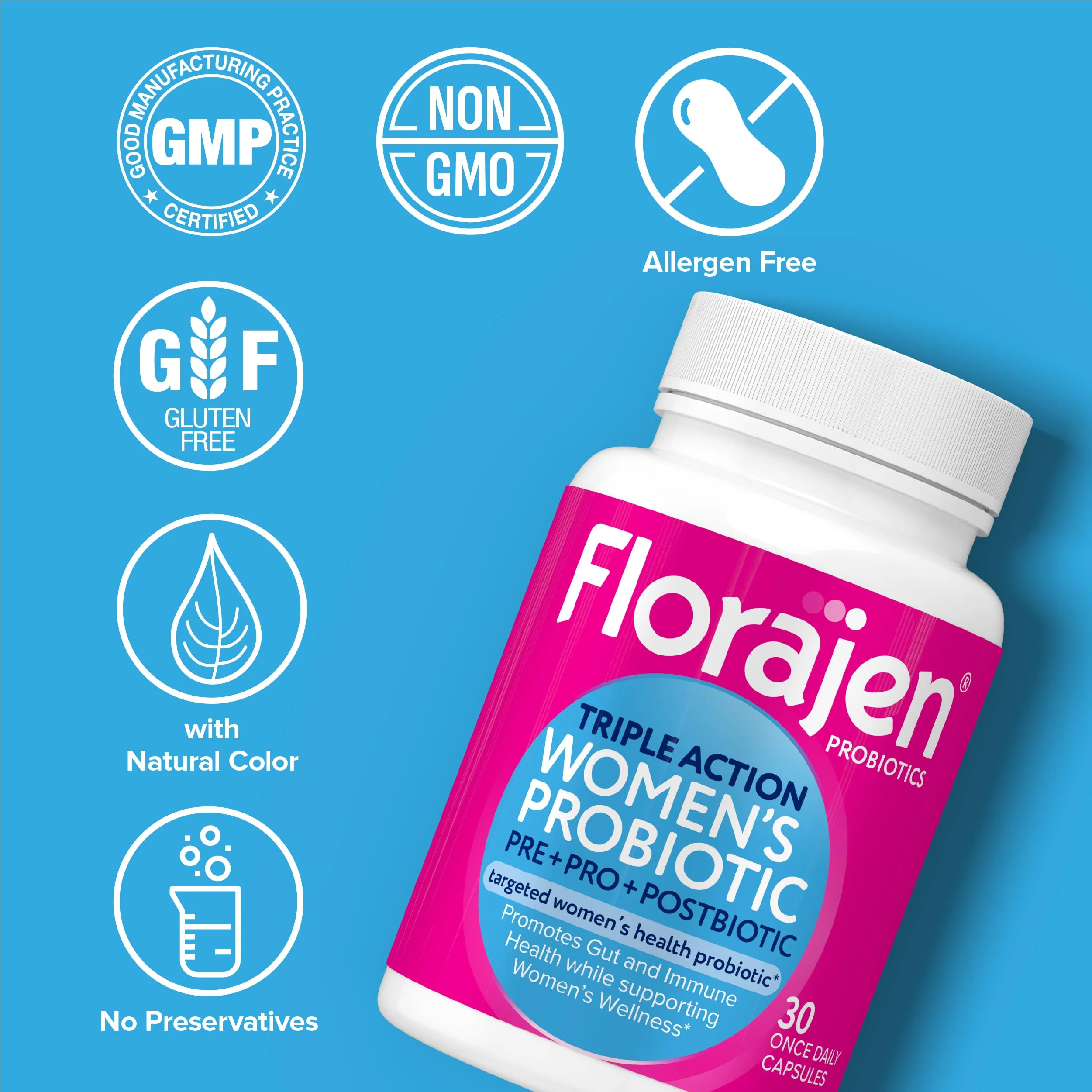 Florajen Women's Complete Triple-Action Prebiotic + Probiotic + Postbiotic for Digestive & Immune Support - Fast-Acting Relief from Constipation & Bloating - Gluten-Free - Vegan - Non-GMO - 30-Count - Image 9