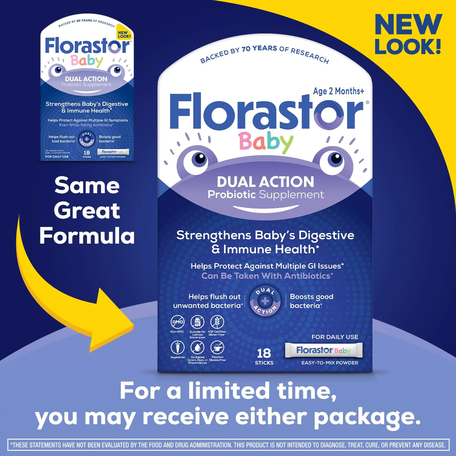 Florastor Baby Daily Probiotic Supplement, Powder Mixes with Milk, Formula or Soft Foods, Saccharomyces Boulardii CNCM I-745 (18 Powder Sticks) - Image 8