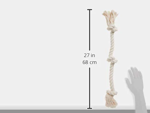 Flossy Chews 100-Percent Cotton White 3-Knot Rope Tug, Large, 25-Inch - Image 2