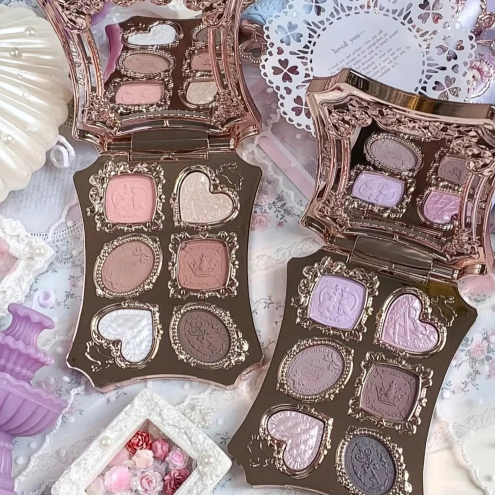 Flower Knows Bunny Garden 6-Color Makeup Palette,Soft Pink Face Makeup with 4 Matte + 2 Shimmer Shades,Blendable & Smooth,Cute Make Up Gift,0.23 oz(01 White Bunny) - Image 4