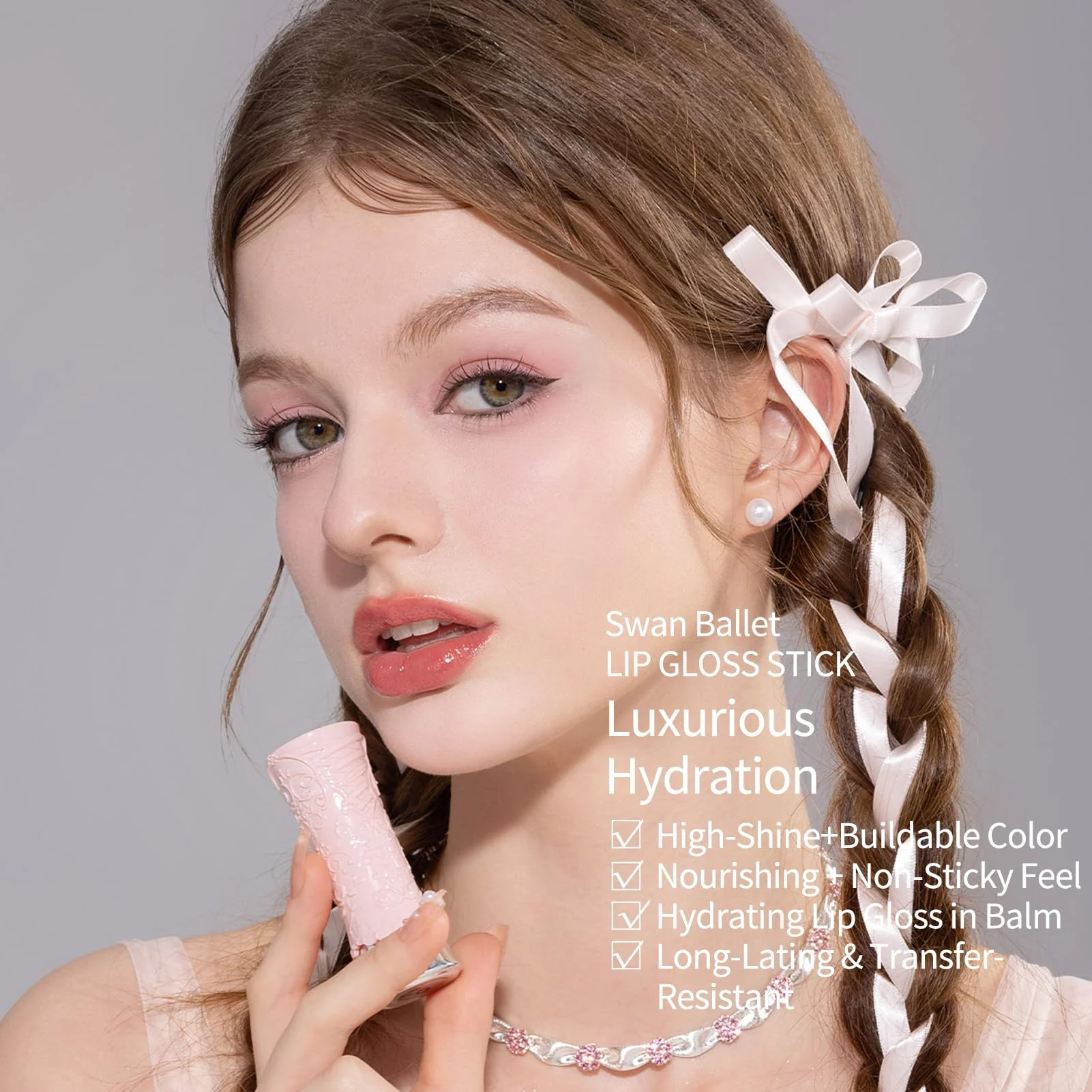 Flower Knows [GIFT] Swan Ballet Shine Lipstick,Hydrating Solid Lip Gloss,Moisturizing Nude peachy Tinted Lip Balm-Long Lasting Lip Gloss in Balm for Girls&Women,(B03 Sweet Heart) - Image 7