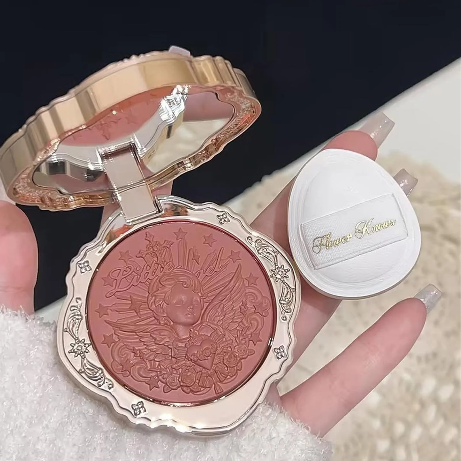 Flower Knows Little Angel Cream Blush,Muted Red Hydrating Blush for Cheeks,Buildable & Blendable Dewy Face Makeup,Soft Long-Lasting Cute Make Up for Women & Girls,0.21 Oz(01 Flaming Heart) - Image 4