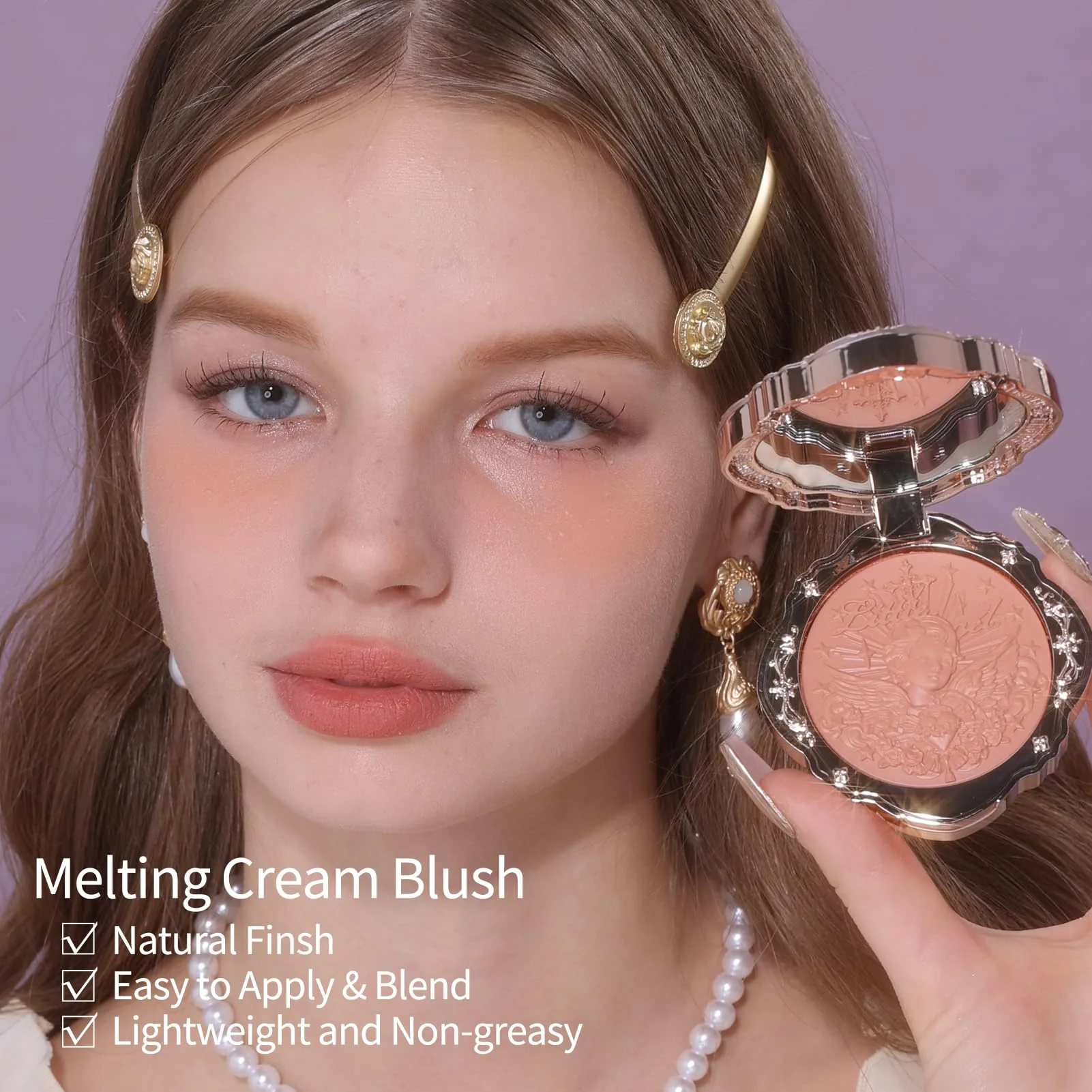 Flower Knows Little Angel Cream Blush,Sany Nude Hydrating Blush for Cheeks,Buildable & Blendable Dewy Face Makeup,Soft Long-Lasting Cute Make Up for Women & Girls,0.21 Oz(05 Fingertip Stellar) - Image 6
