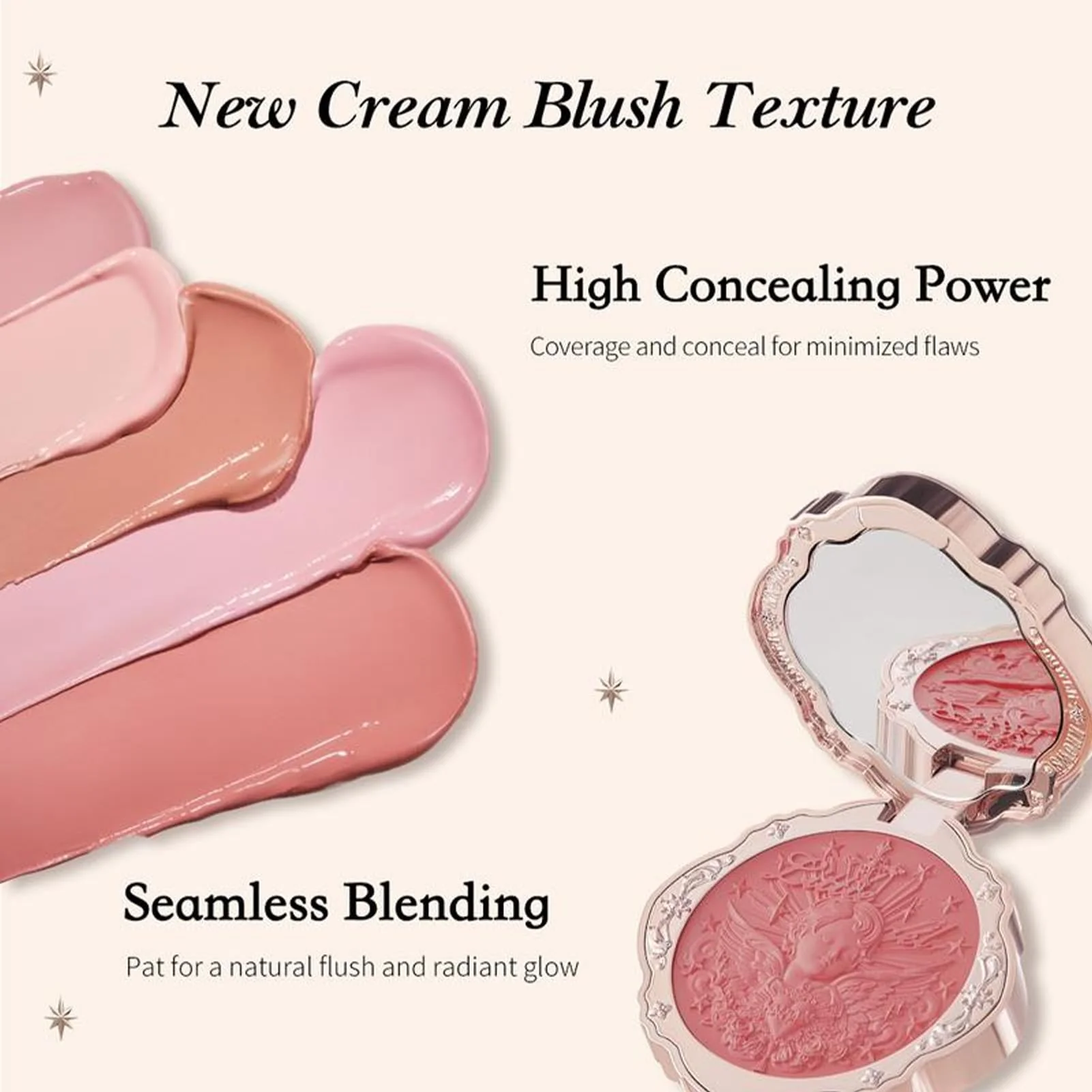 Flower Knows Little Angel Cream Blush,Sany Nude Hydrating Blush for Cheeks,Buildable & Blendable Dewy Face Makeup,Soft Long-Lasting Cute Make Up for Women & Girls,0.21 Oz(05 Fingertip Stellar) - Image 7