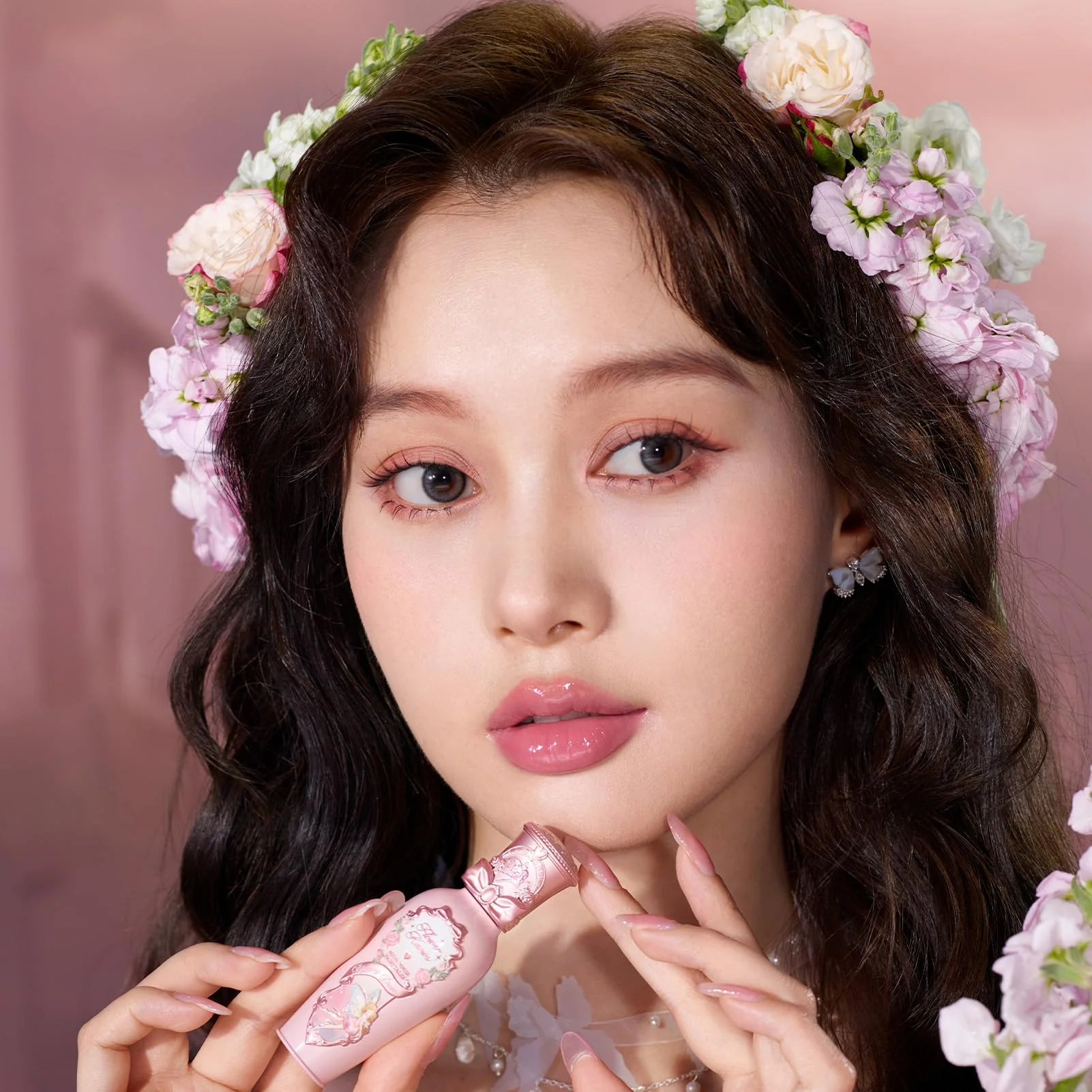 Flower Knows Midsummer Fairytales Coating Lip Lacquer,Glowy Non-Fading Lip Gloss,Hydrating Tinted Lip Oil for Girls&Women,Vegan & Cruelty Free,0.17Fl Oz(G05 Freesia) - Image 4