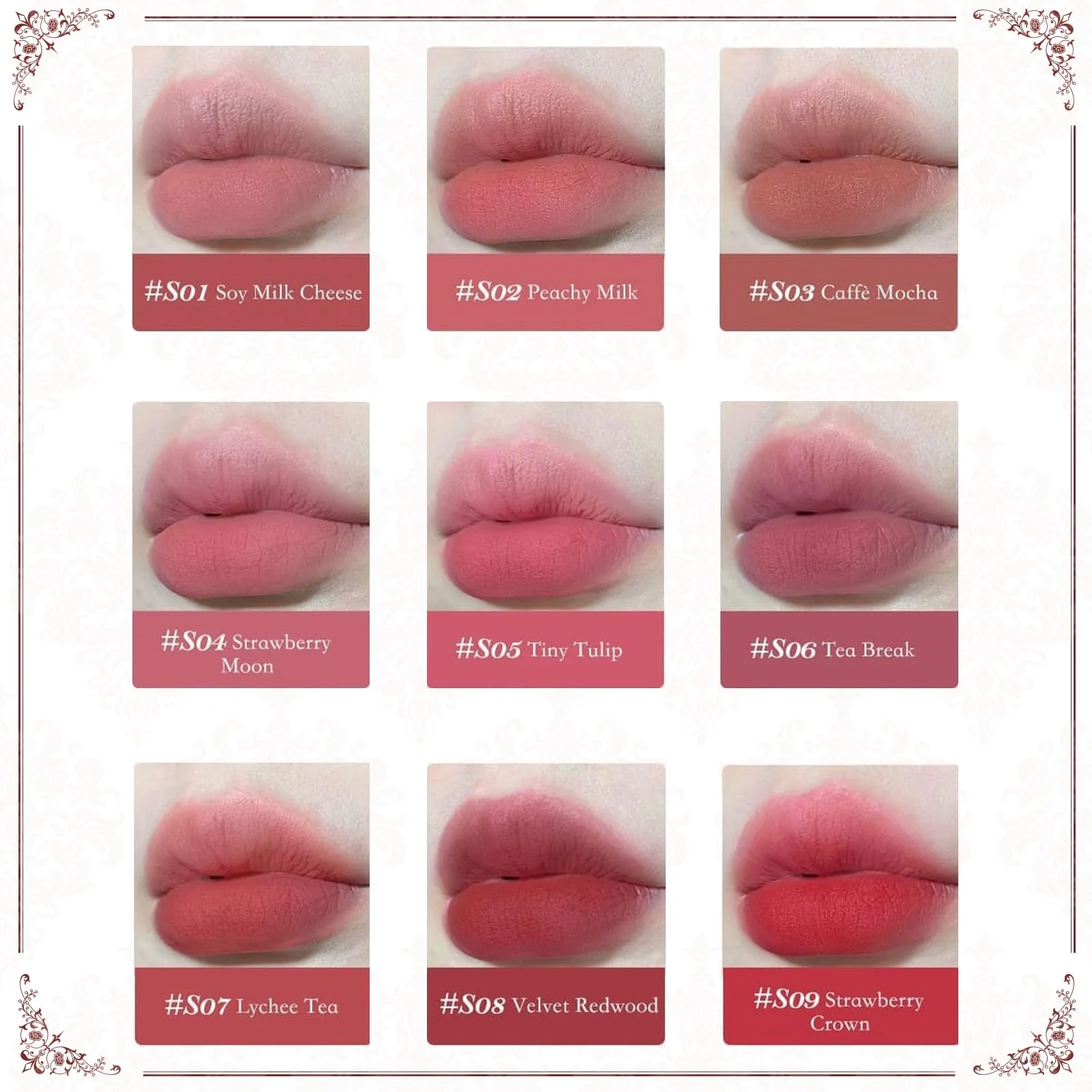 Flower Knows Strawberry Rococo Cloud Lip Cream,Long Lasting Rosy Terracotta Matte Lipstick,Hydrating Lip Stain,Transfer & Smudge Proof Velvet Liquid Lipstick for Girl&Women,0.12 Fl Oz(S07 Lychee Tea) - Image 9