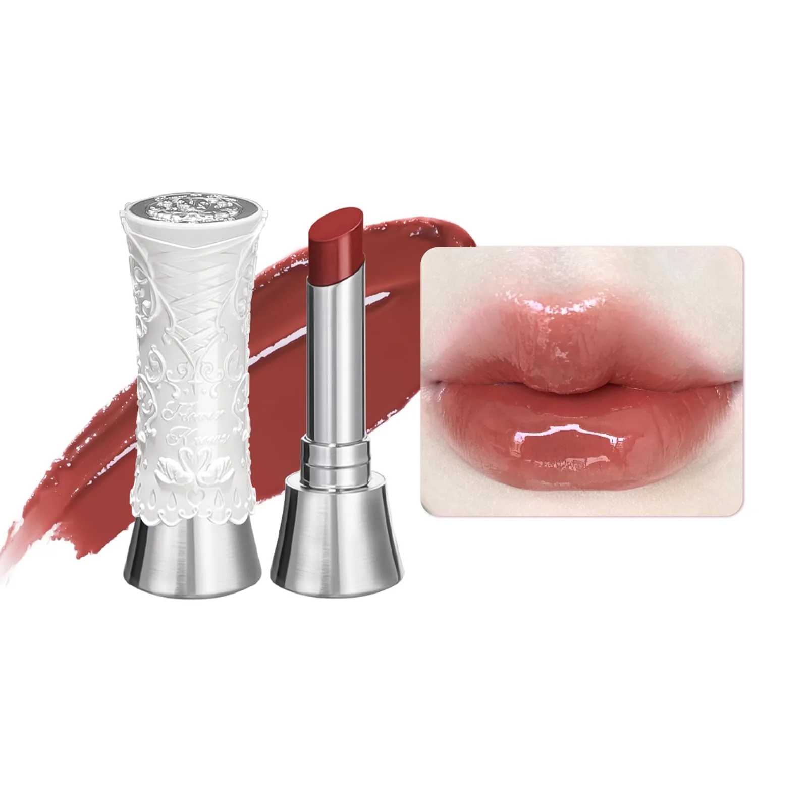 Flower Knows Swan Ballet Shine Lipstick,Hydrating Solid Lip Gloss,Moisturizing Red Tinted Lip Balm-Long Lasting Lip Gloss in Balm for Girls&Women(B09 Midsummer Night) - Image 10