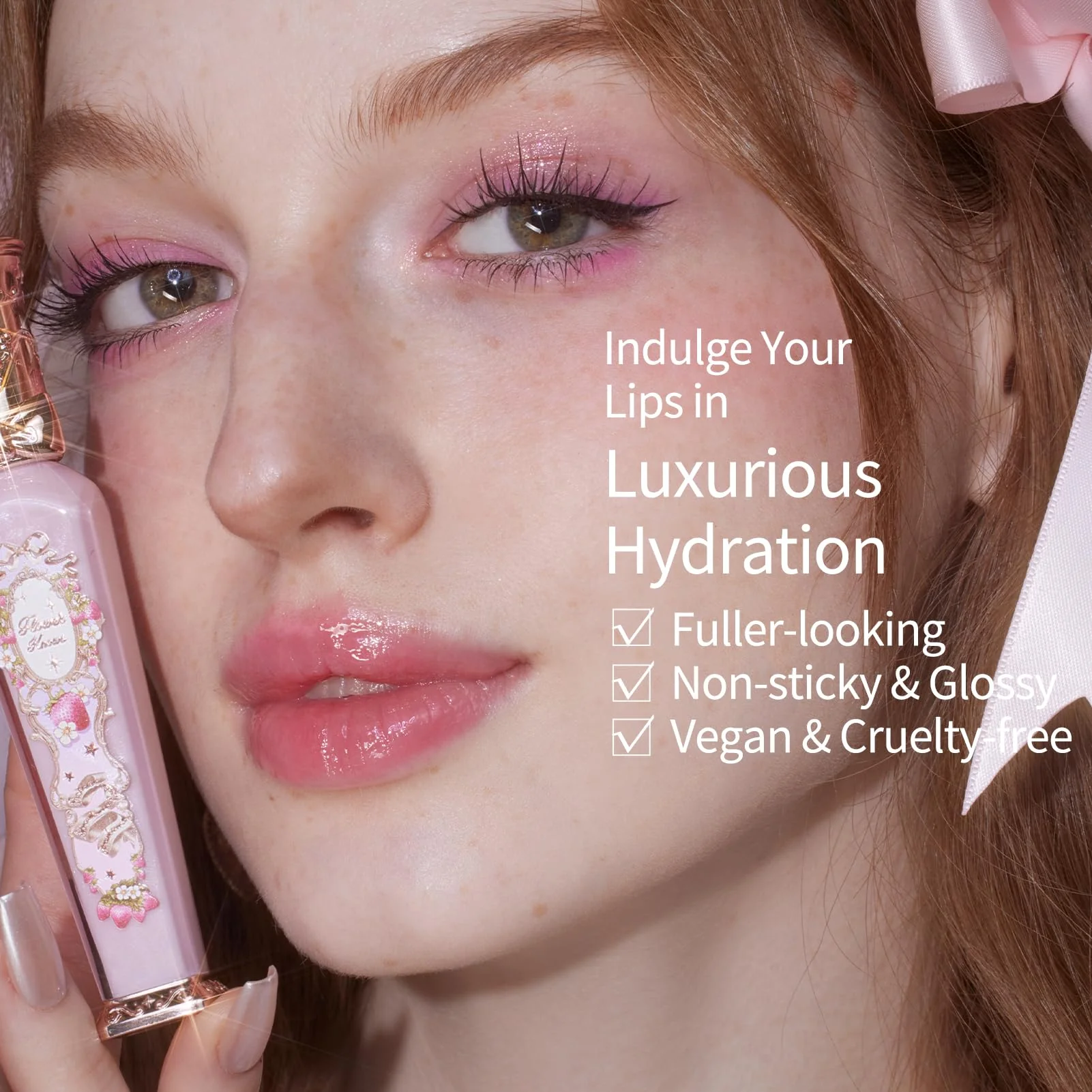 Flower Knows Violet Strawberry Rococo Glowy Lip Gloss,Moisturizing Baby Pink Plumping Lip Oil,Hydrating Lip Tint for Girls&Women,Vegan & Cruelty-Free,0.12 Fl Oz(G01 Strawberry Macaron) - Image 5