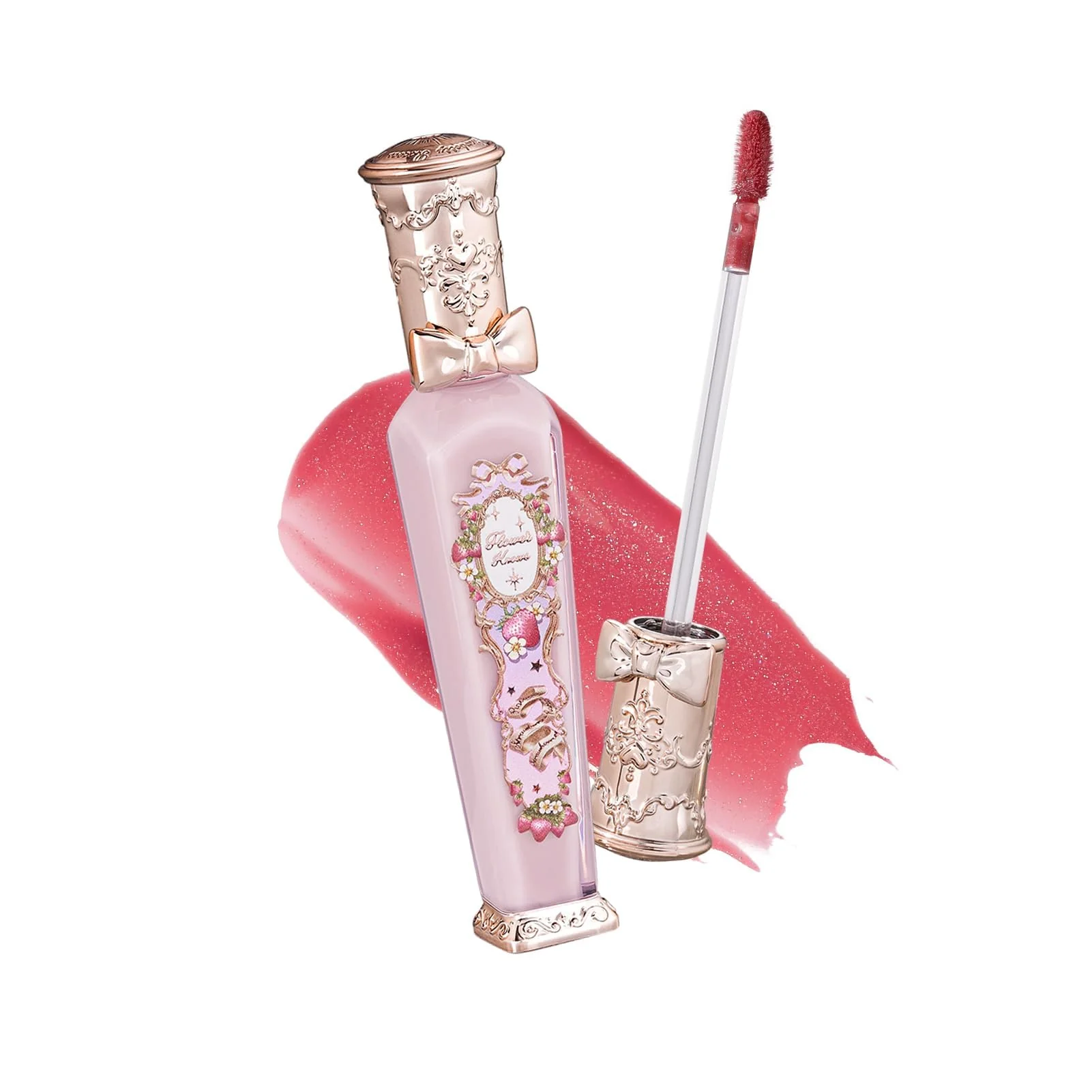 Flower Knows Violet Strawberry Rococo Glowy Lip Gloss,Moisturizing Shimmery Hot Pink Plumping Lip Oil,Hydrating Lip Tint for Girls&Women,Vegan & Cruelty-Free,0.12 Fl Oz(G02 Rasberry Booze)
