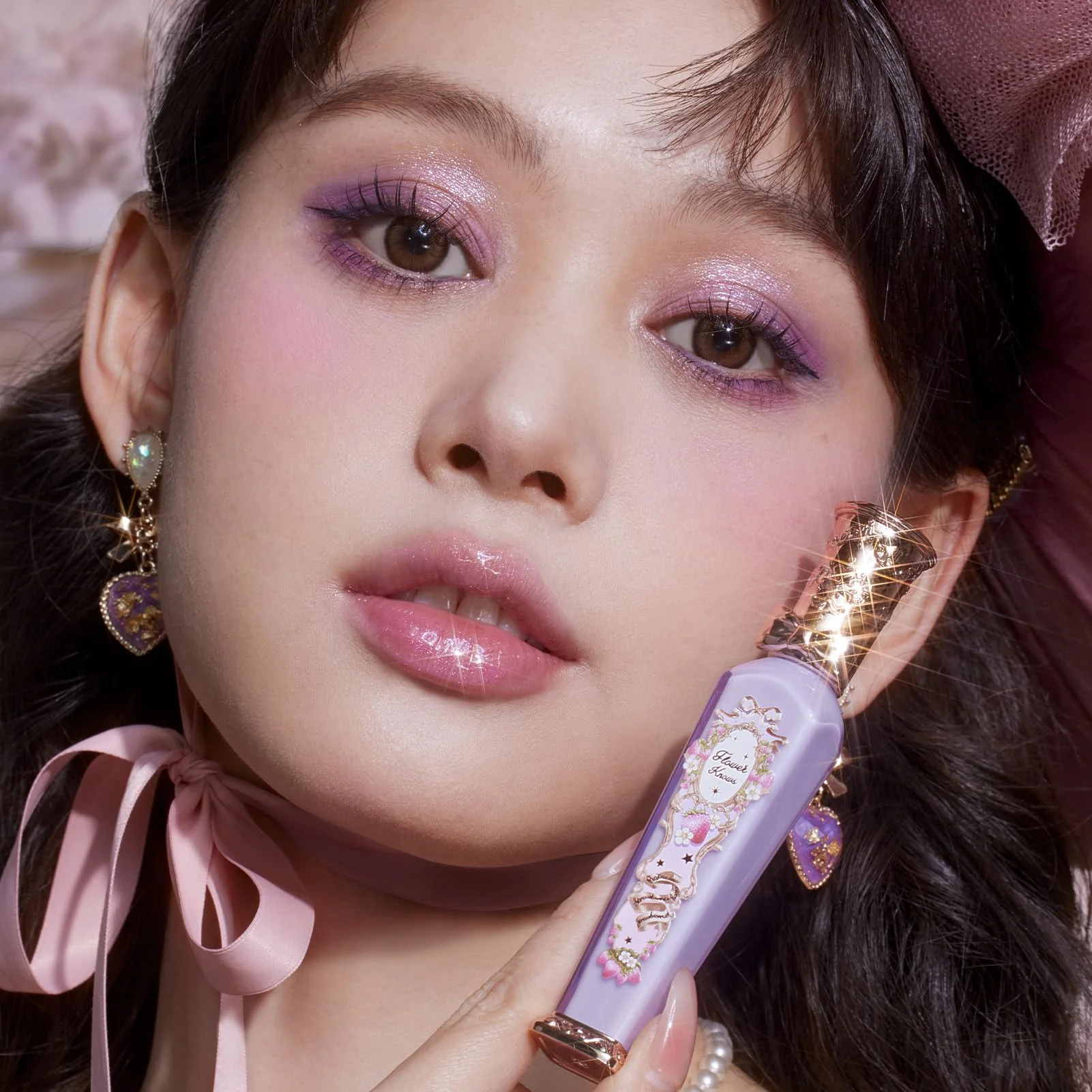 Flower Knows Violet Strawberry Rococo Glowy Lip Gloss,Moisturizing Shimmery Transparent Pink Plumping Lip Oil,Hydrating Lip Tint for Girls&Women,Vegan & Cruelty-Free,0.12 Fl Oz(G03 Berry Bomb) - Image 4