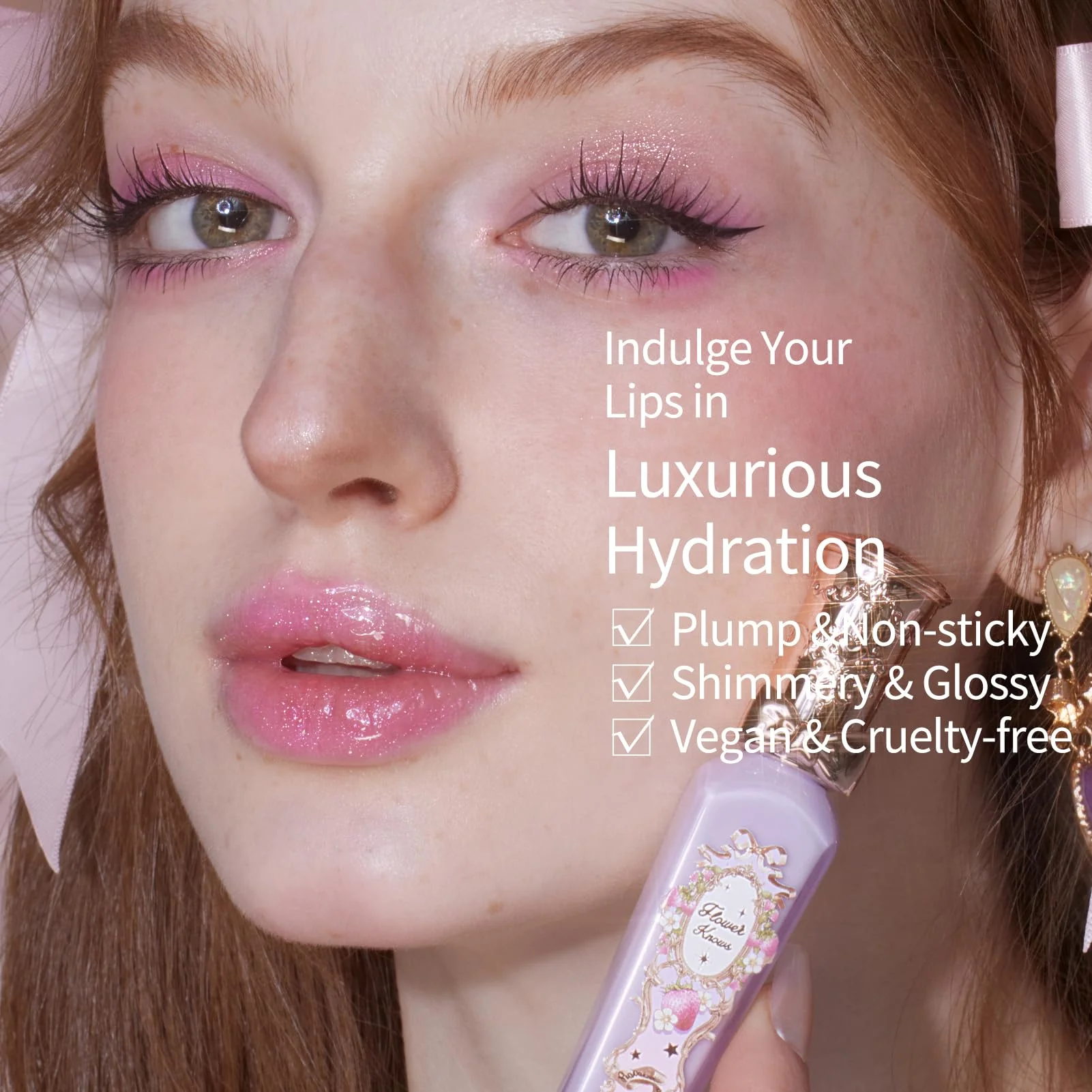 Flower Knows Violet Strawberry Rococo Glowy Lip Gloss,Moisturizing Shimmery Transparent Pink Plumping Lip Oil,Hydrating Lip Tint for Girls&Women,Vegan & Cruelty-Free,0.12 Fl Oz(G03 Berry Bomb) - Image 6