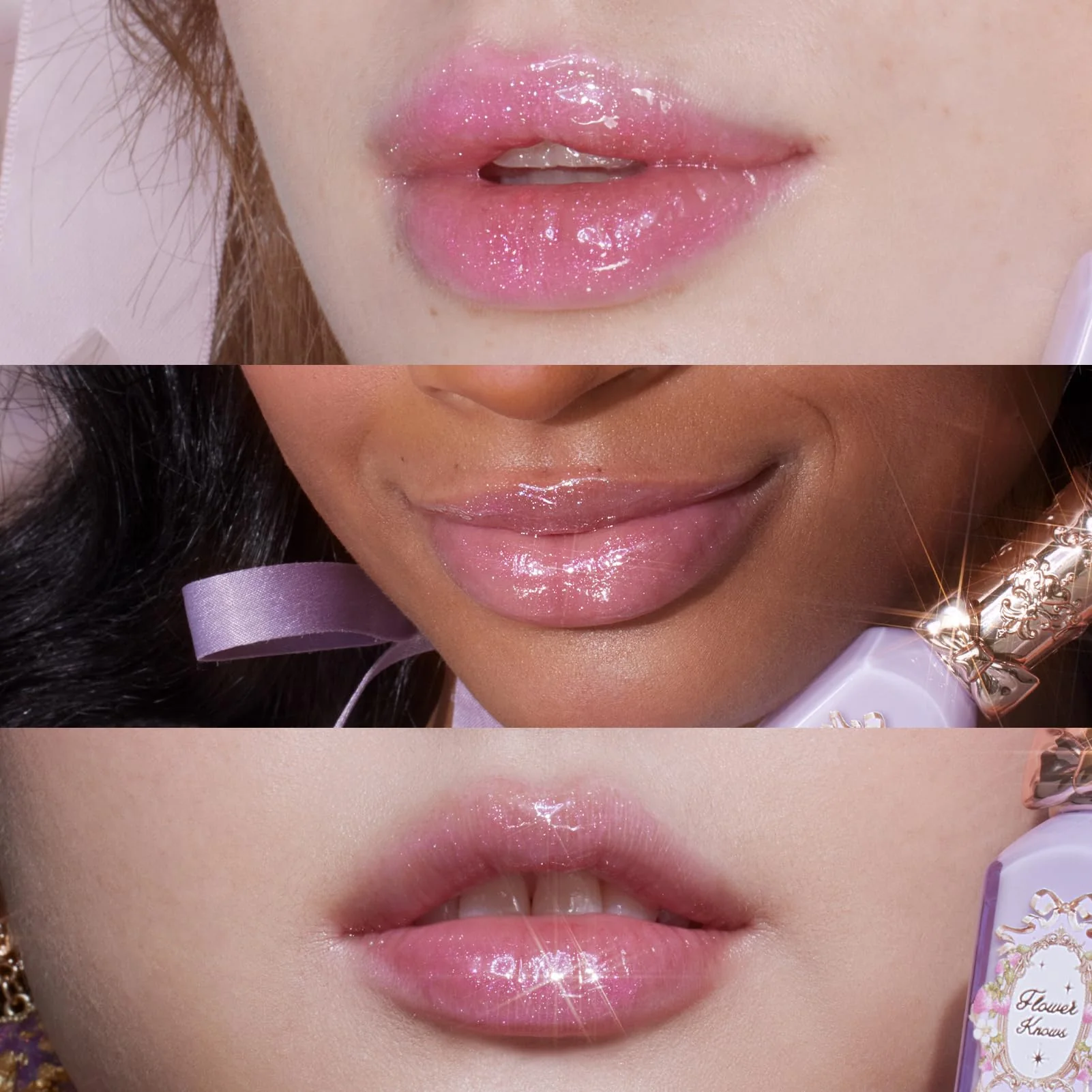 Flower Knows Violet Strawberry Rococo Glowy Lip Gloss,Moisturizing Shimmery Transparent Pink Plumping Lip Oil,Hydrating Lip Tint for Girls&Women,Vegan & Cruelty-Free,0.12 Fl Oz(G03 Berry Bomb) - Image 9