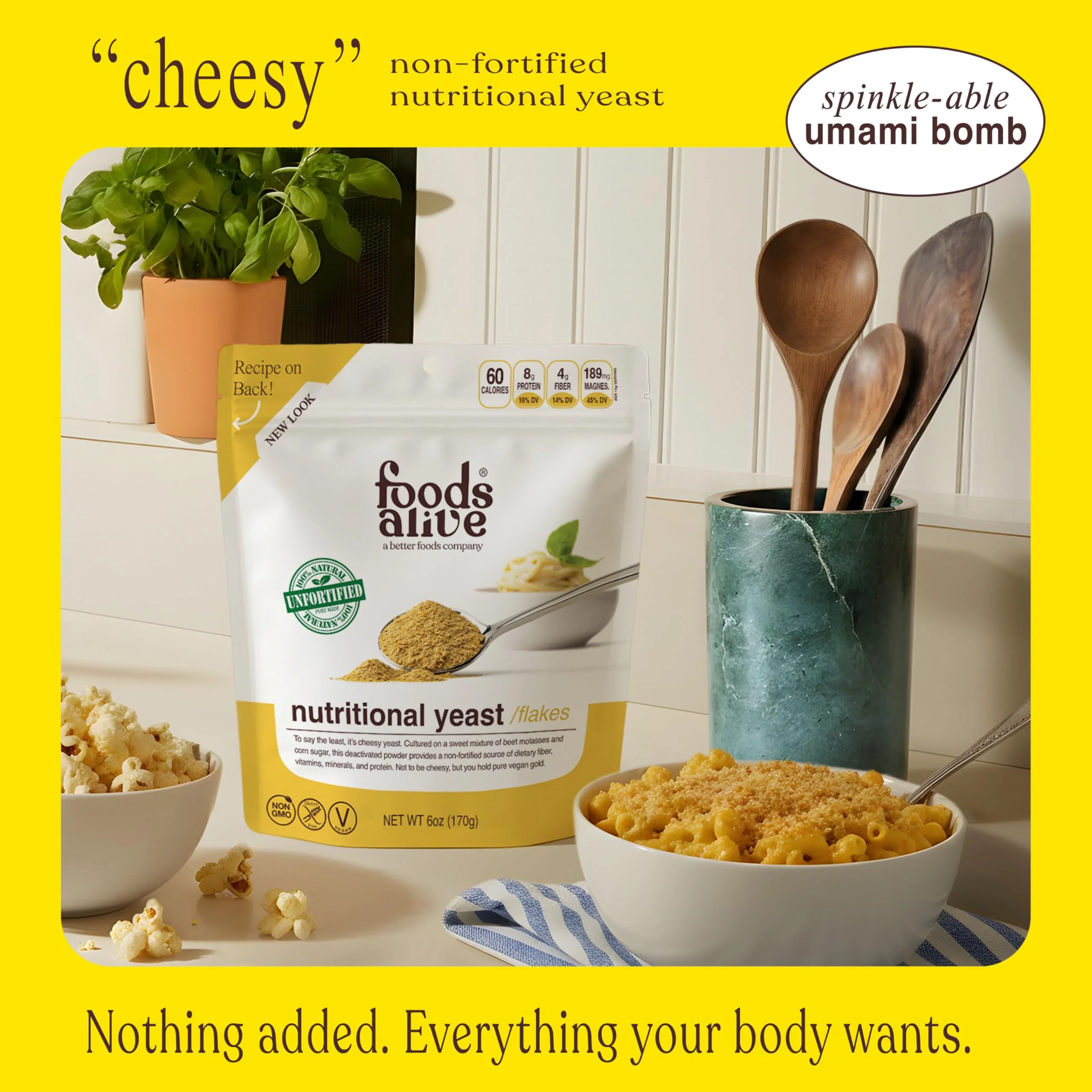 Foods Alive Nutritional Yeast Flakes – 6oz Pouch | Non-Fortified, Vegan, Gluten-Free, Non-GMO | Dairy-Free Cheese Substitute, Plant-Based Protein & Fiber - Image 8