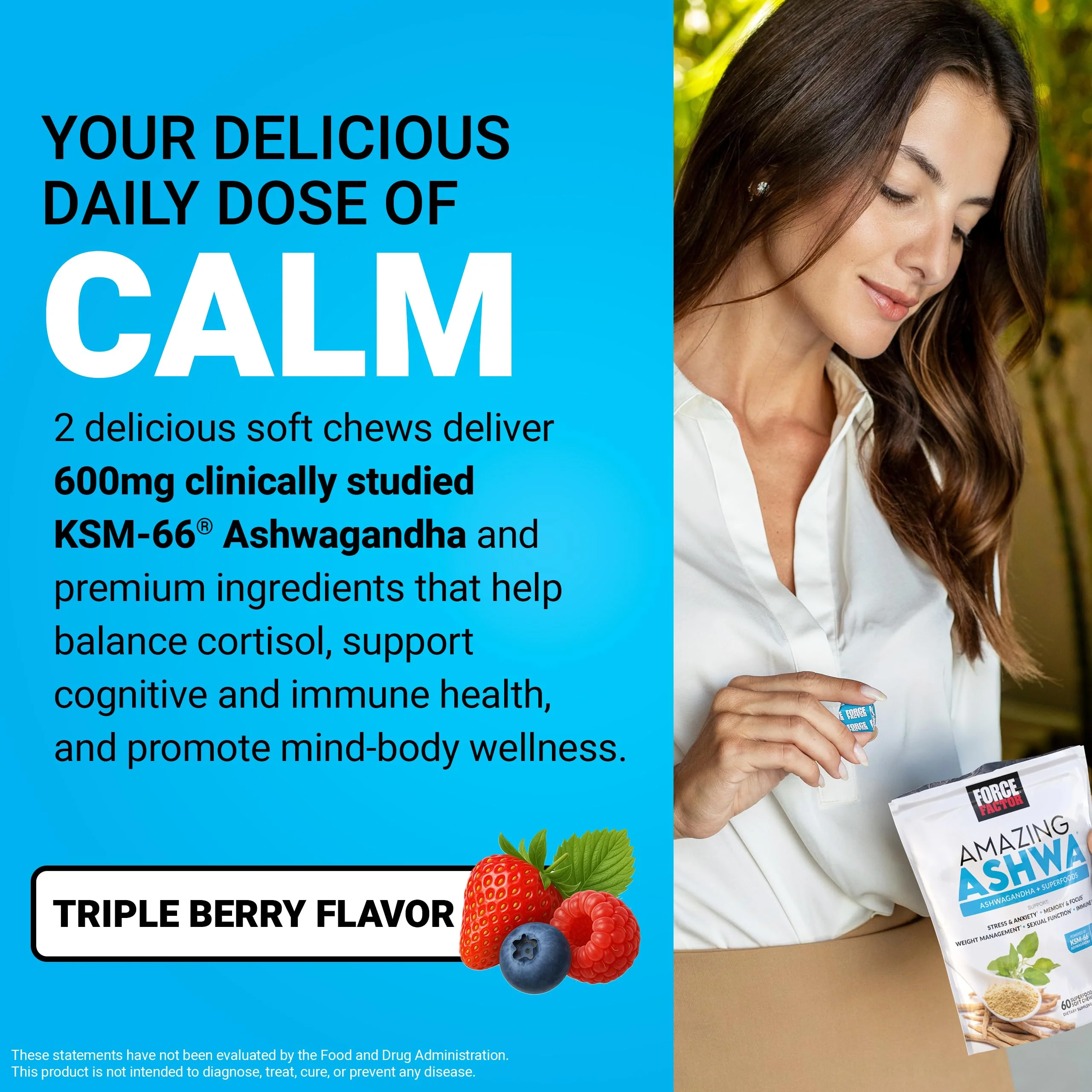 Force Factor Amazing Ashwa for Stress Relief, Memory, Focus, and Immune Support Health, Ashwaganda Supplement with KSM-66 Ashwagandha for Stress, 60 Soft Chews - Image 6