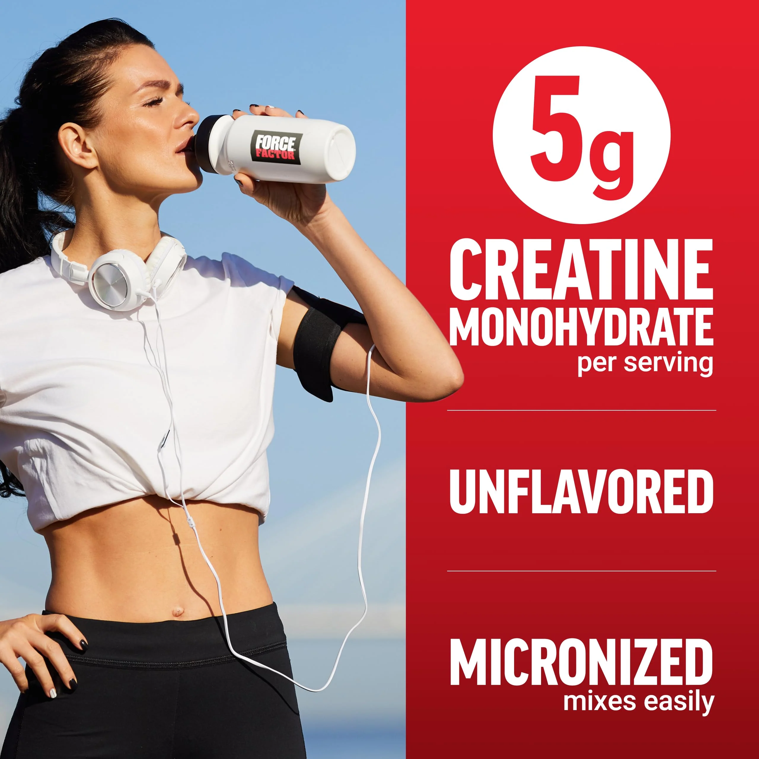 Force Factor Creatine Monohydrate Powder, 5g Micronized Dose to Support Muscle Growth, Strength, Recovery, Cognitive Health & Memory, Unflavored, 200 Servings - Image 8