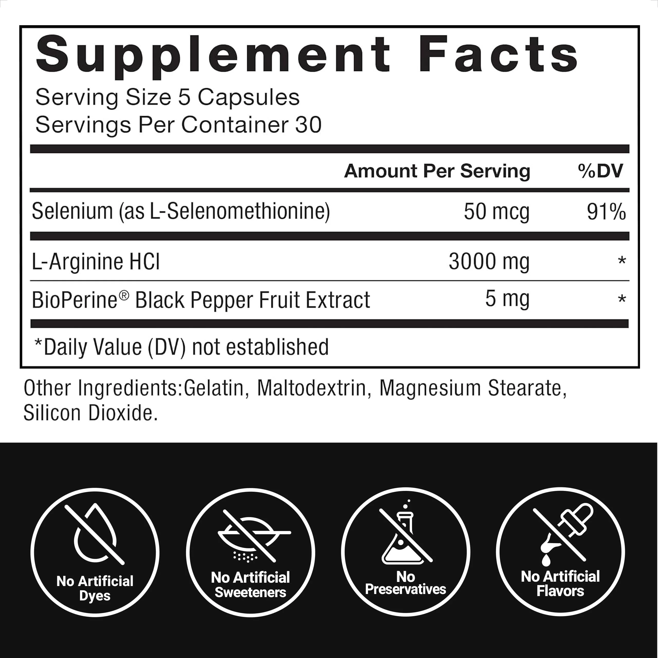 Force Factor L-Arginine Nitric Oxide Supplement with BioPerine to Help Build Muscle and Support Stronger Blood Flow, Circulation, Nutrient Delivery, and Pumps, L-Arginine 3000mg, 3g, 150 Capsules - Image 5