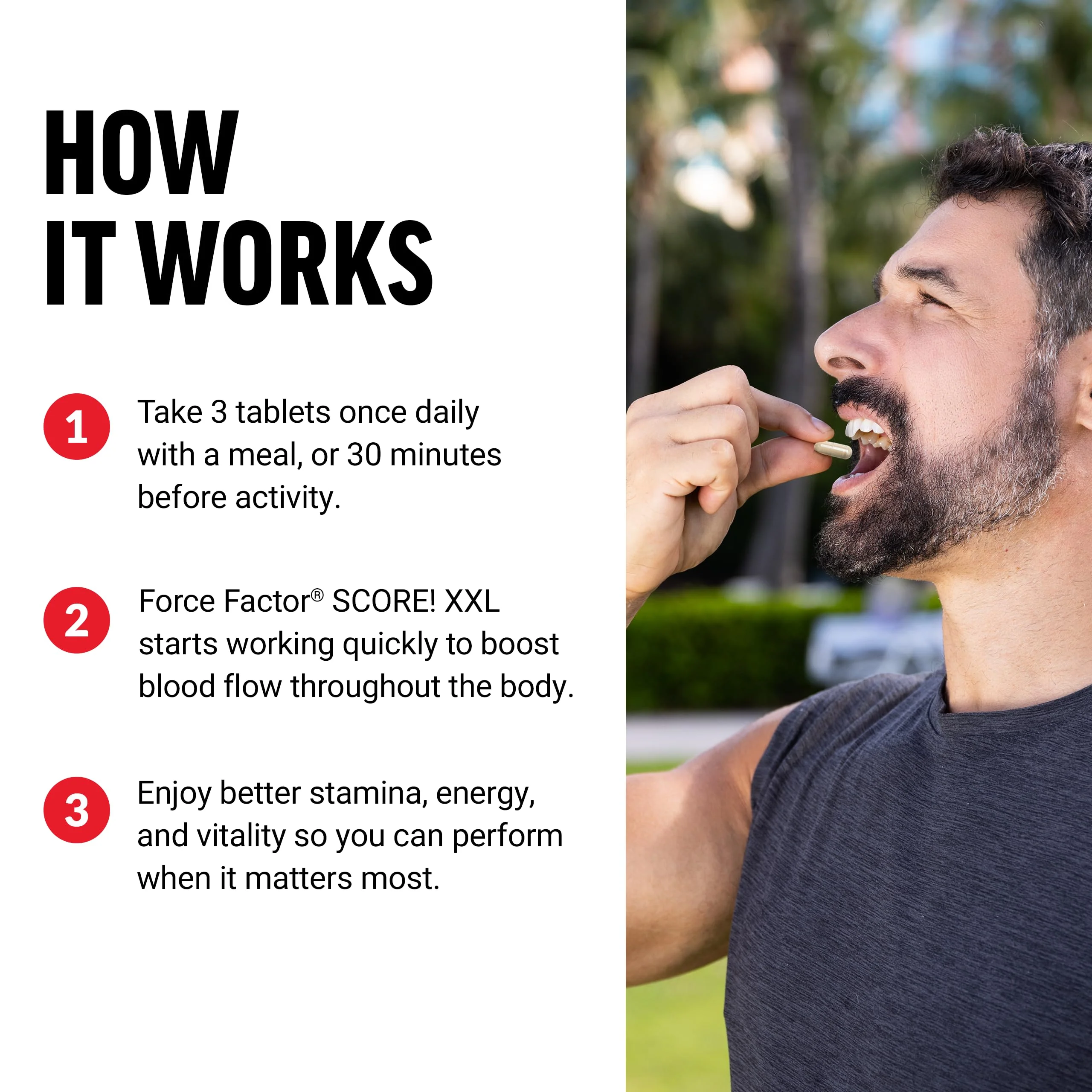 Force Factor Score! XXL Nitric Oxide Booster Supplement for Men with L-Citrulline, Horny Goat Weed, Black Maca, & Tribulus Terrestris to Increase Stamina, Energy, and Physical Performance, 60 Tablets - Image 13