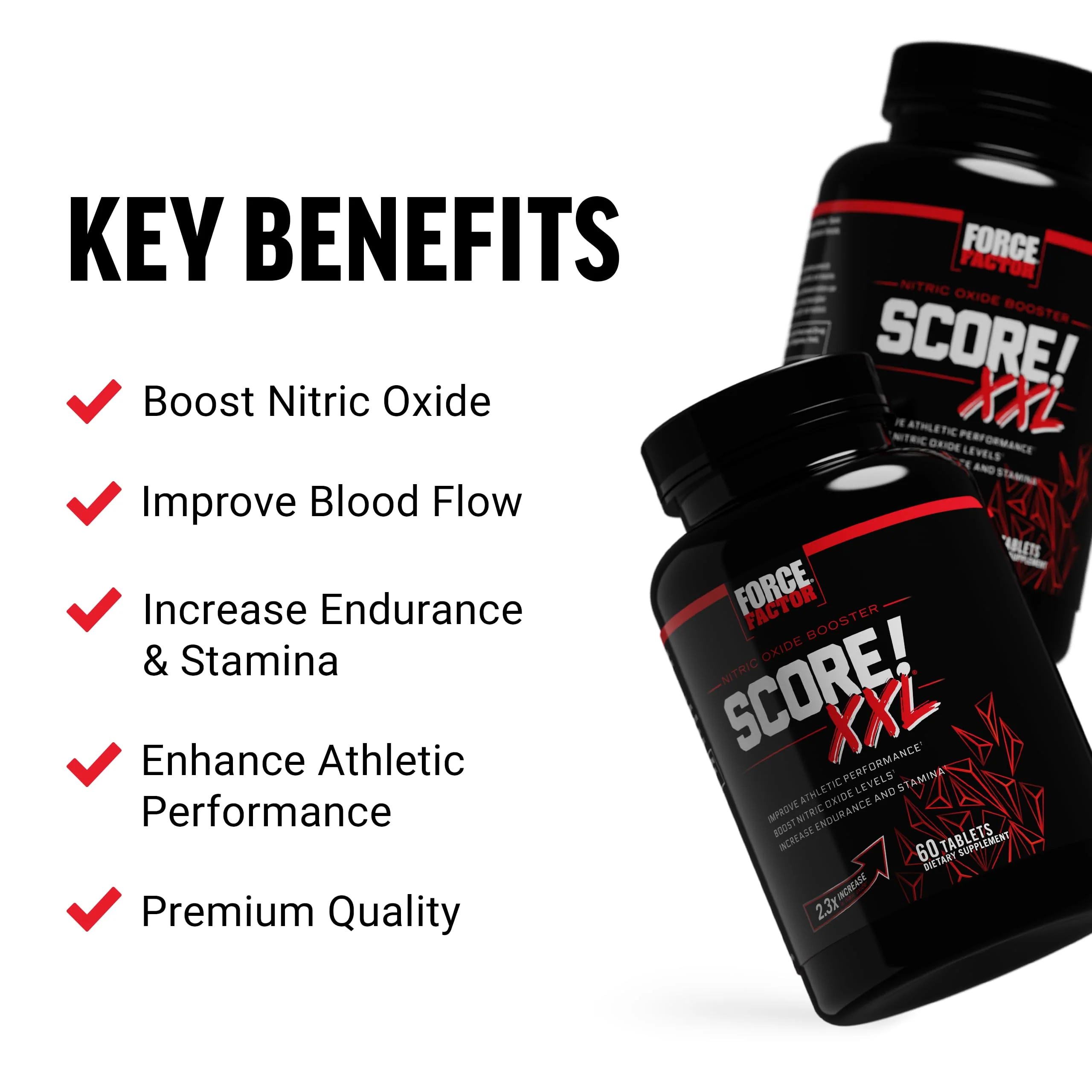 Force Factor Score! XXL Nitric Oxide Booster Supplement for Men with L-Citrulline, Horny Goat Weed, Black Maca, & Tribulus Terrestris to Increase Stamina, Energy, and Physical Performance, 60 Tablets - Image 14