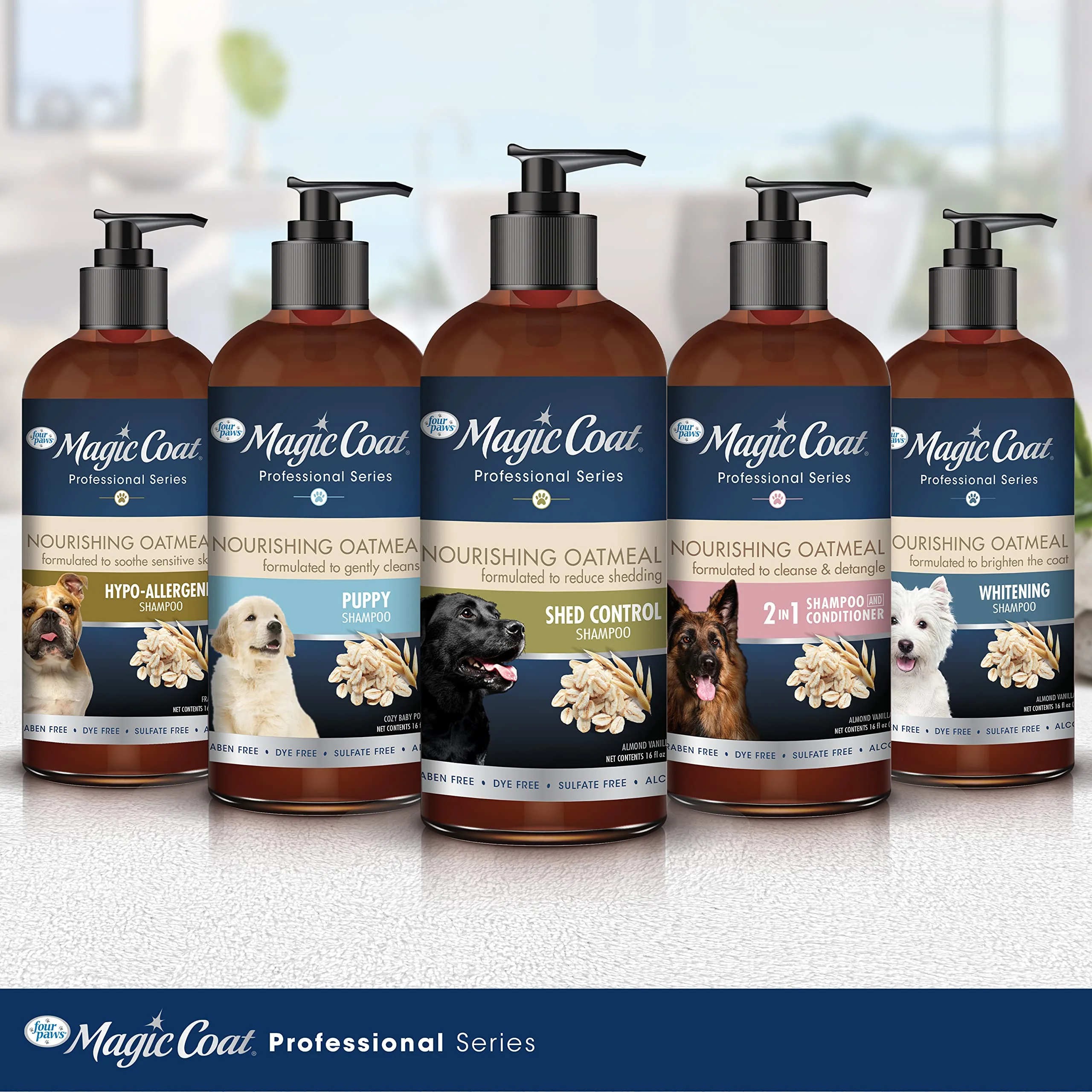 Four Paws Magic Coat Professional Series Nourishing Oatmeal 2-in-1 Detangling Dog Shampoo and Conditioner, Paraben & Sulfate Free Dog Wash, Almond Vanilla Scent, 16 Ounce - Image 2