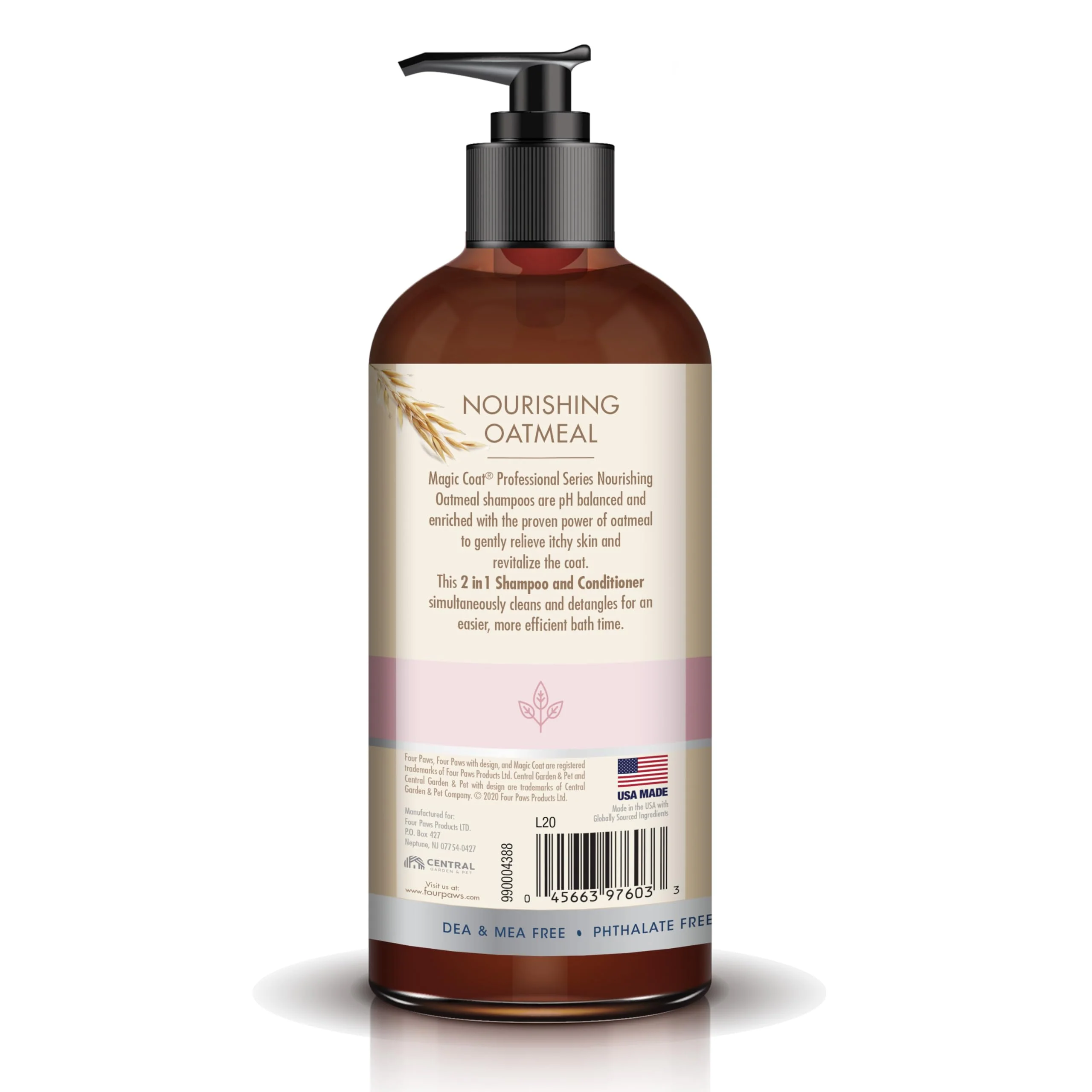 Four Paws Magic Coat Professional Series Nourishing Oatmeal 2-in-1 Detangling Dog Shampoo and Conditioner, Paraben & Sulfate Free Dog Wash, Almond Vanilla Scent, 16 Ounce - Image 3