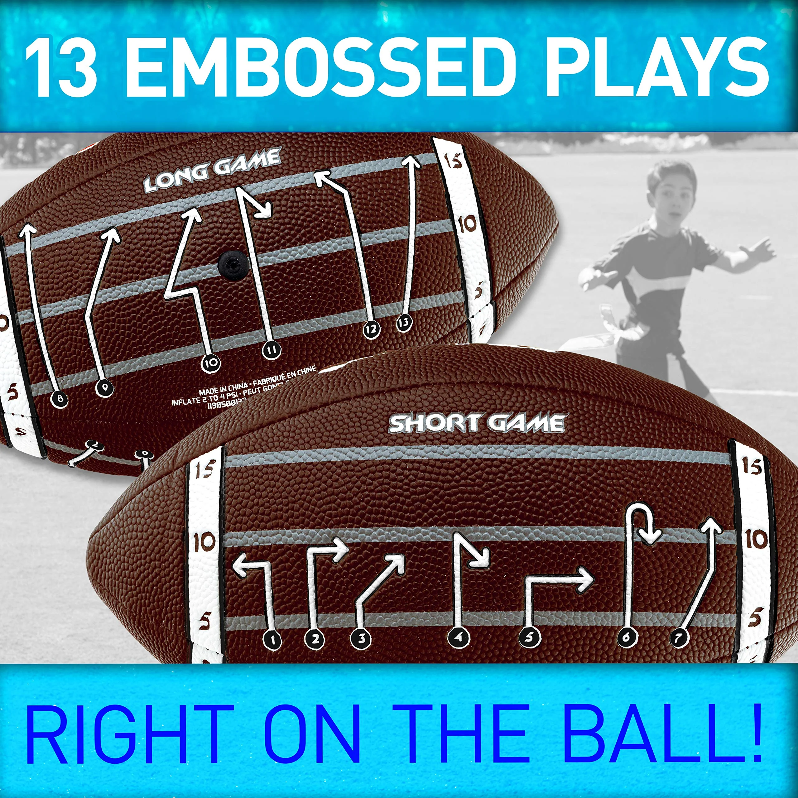 Franklin Sports Playbook Junior Football - Kids Youth Football with Play Diagrams - Junior Size Youth Soft Cover Ball for Kids - Playbook Ball with Air Pump Included - Image 5