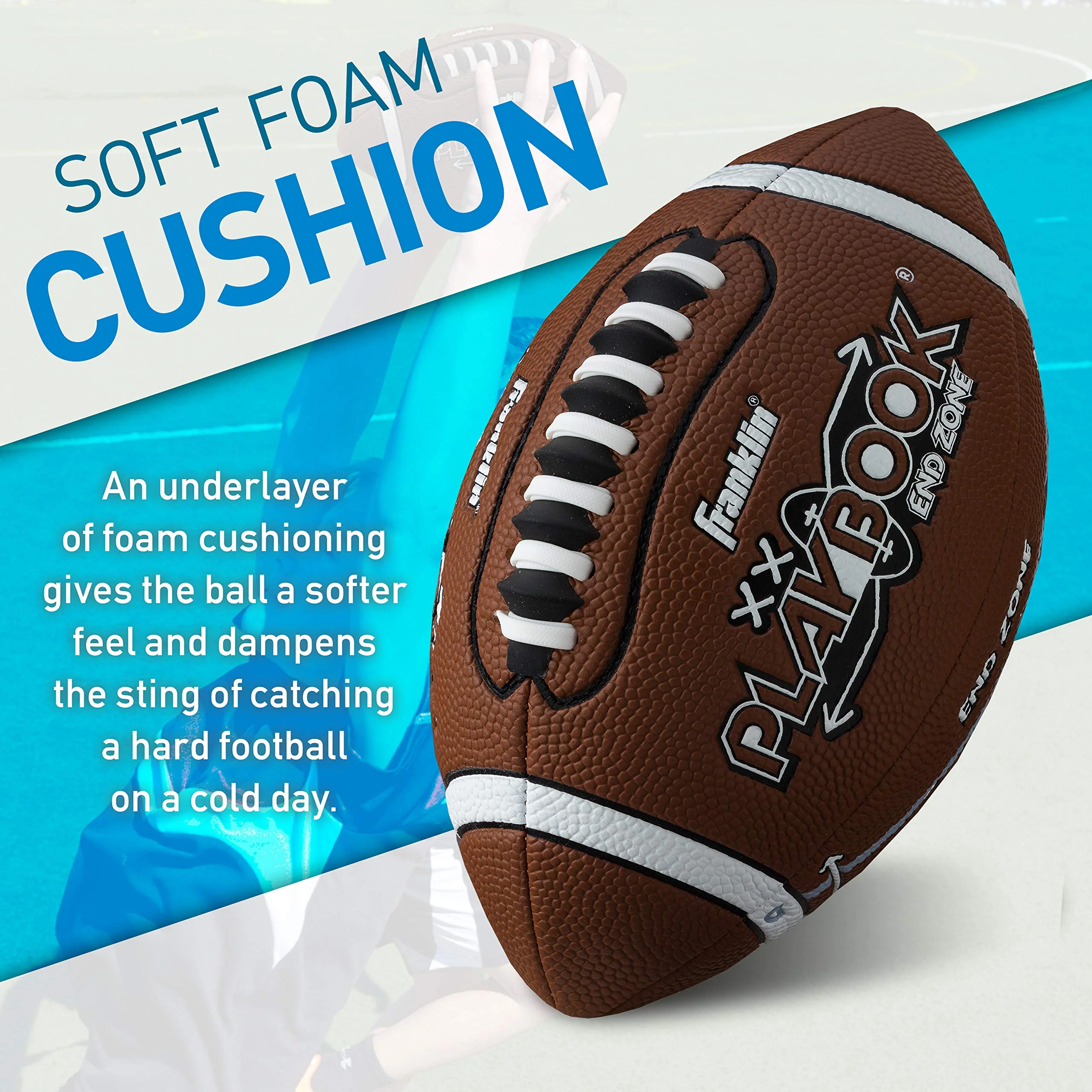 Franklin Sports Playbook Junior Football - Kids Youth Football with Play Diagrams - Junior Size Youth Soft Cover Ball for Kids - Playbook Ball with Air Pump Included - Image 8