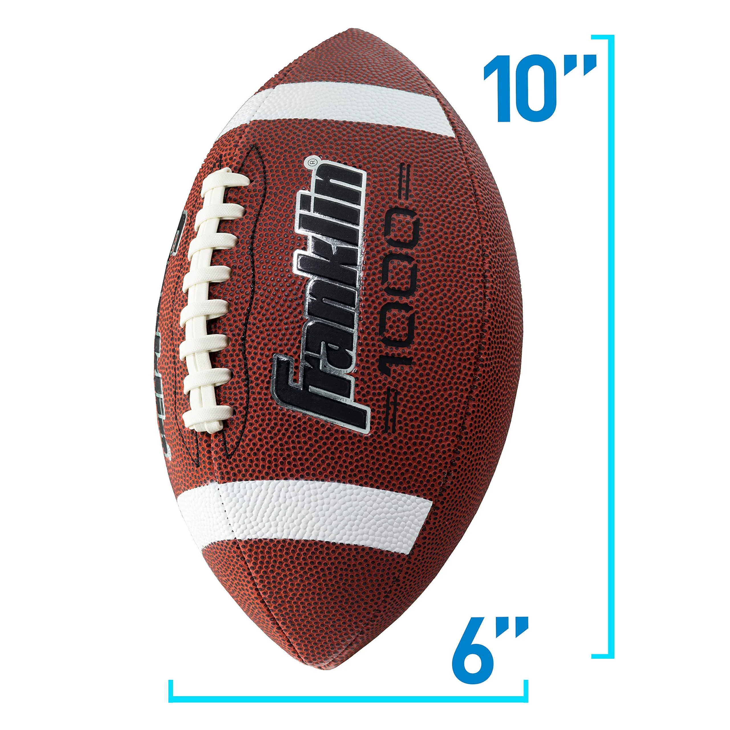 Franklin Sports Youth Football - 1000 Junior Kids Football - Synthetic Leather Youth Junior Ball for Kids - Outdoor All-Weather Construction - Extra Grip - 1 Pack - Brown + White - Image 4