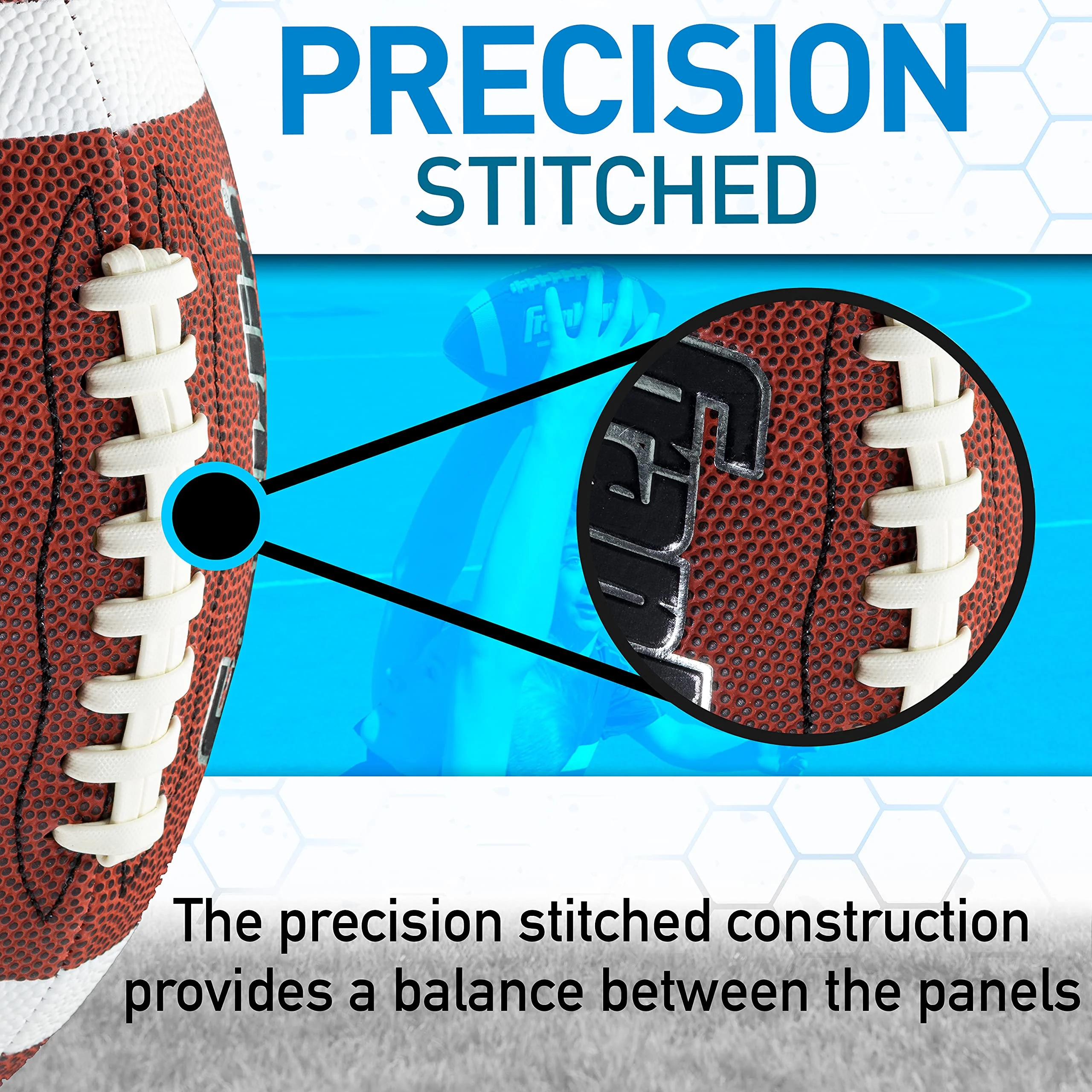 Franklin Sports Youth Football - 1000 Junior Kids Football - Synthetic Leather Youth Junior Ball for Kids - Outdoor All-Weather Construction - Extra Grip - 1 Pack - Brown + White - Image 6